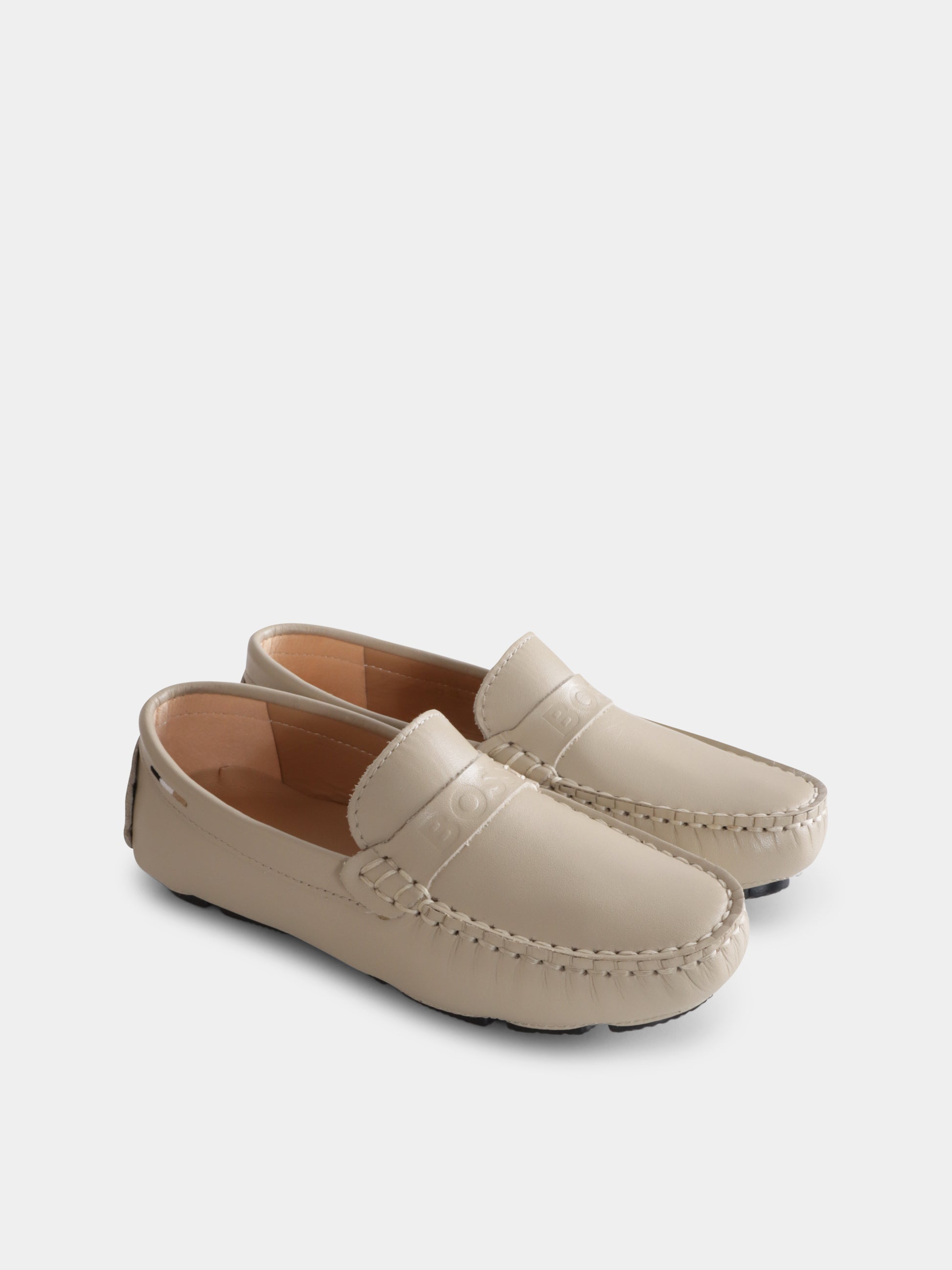 Mocassini beige per bambino con logo,Boss,J51651 249