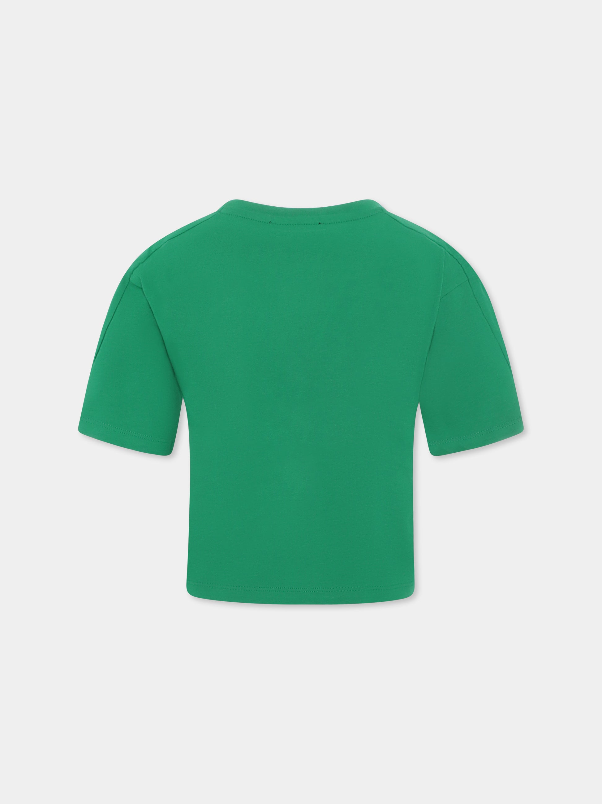 T-shirt verde per bambina con logo,Dkny,D62316 709