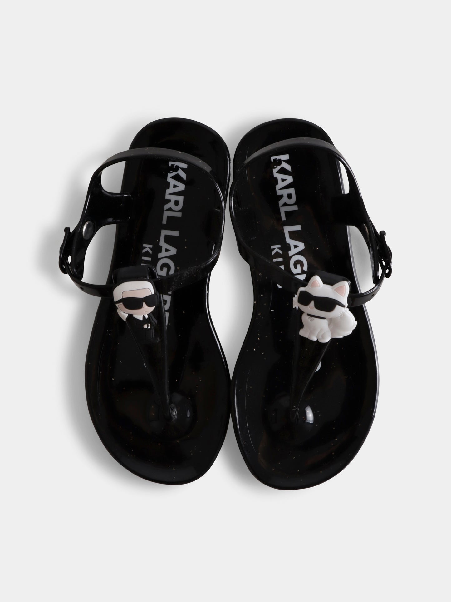 Infradito nere per bambina con Karl e Choupette,Karl Lagerfeld Kids,Z30370 09B