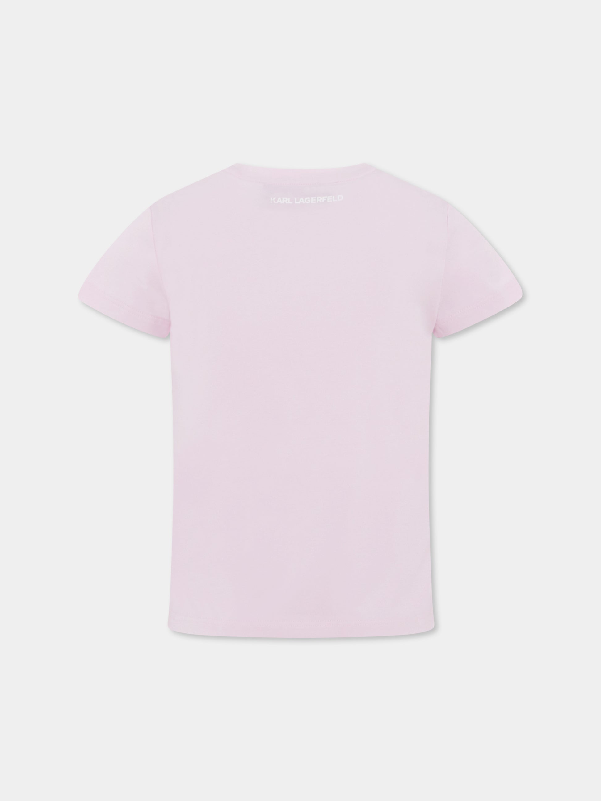 T-shirt rosa per bambina con Choupette,Karl Lagerfeld Kids,Z30491 46P