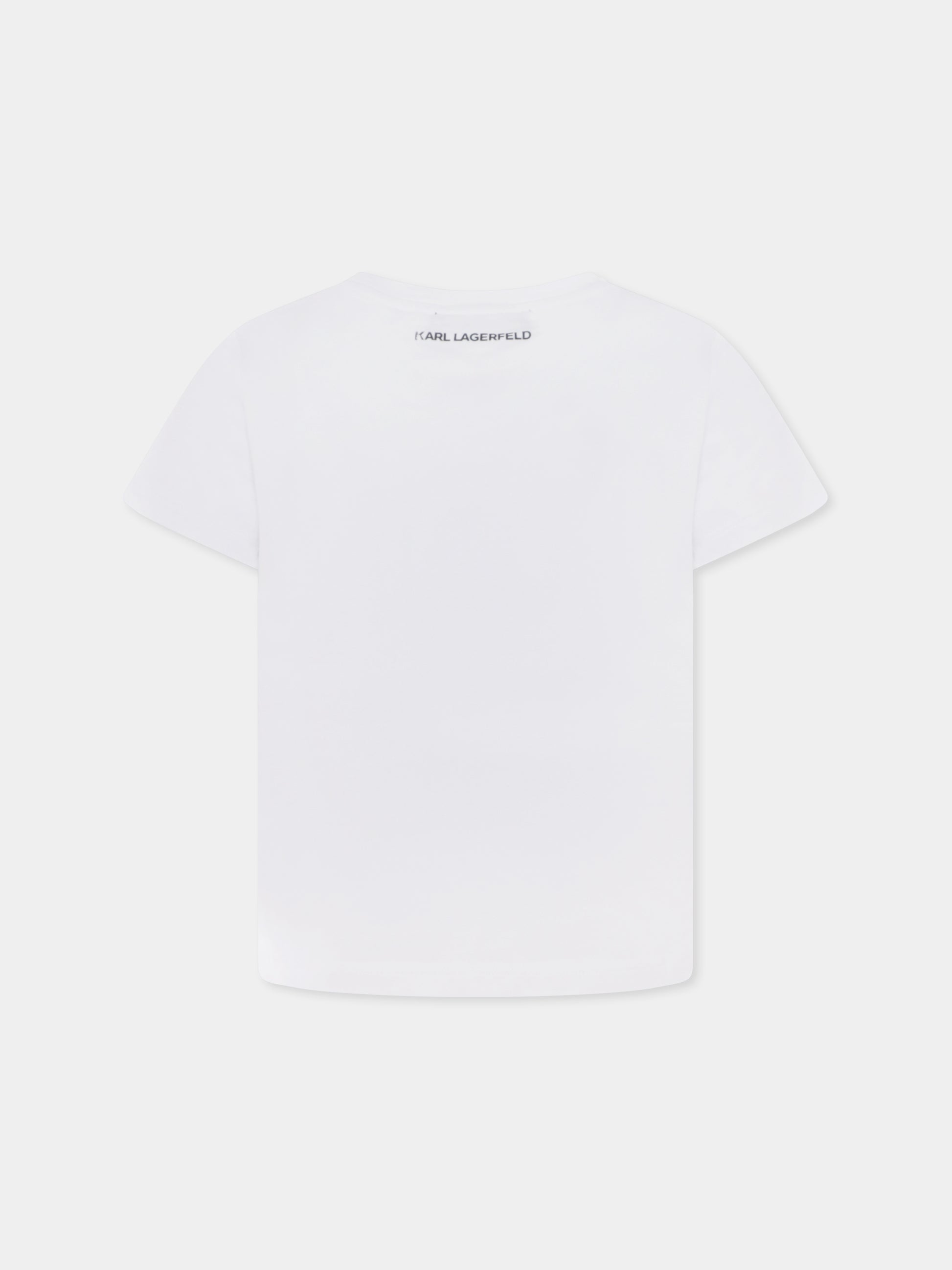 T-shirt bianca per bambina con Choupette,Karl Lagerfeld Kids,Z30492 10P
