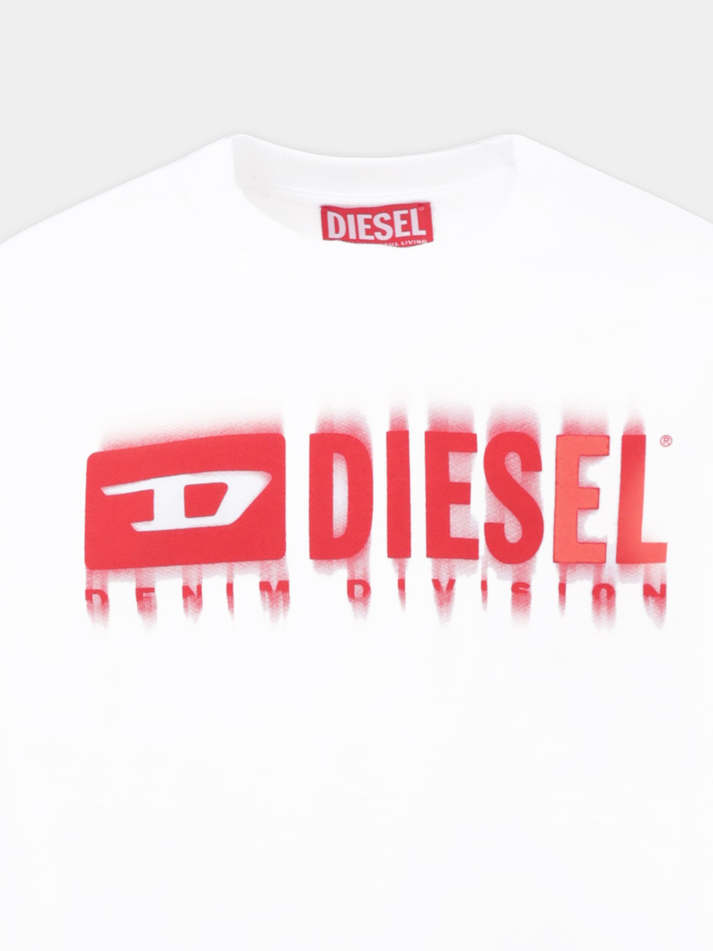 Felpa bianca per bambino con logo,Diesel,J02040 KYAVF K100