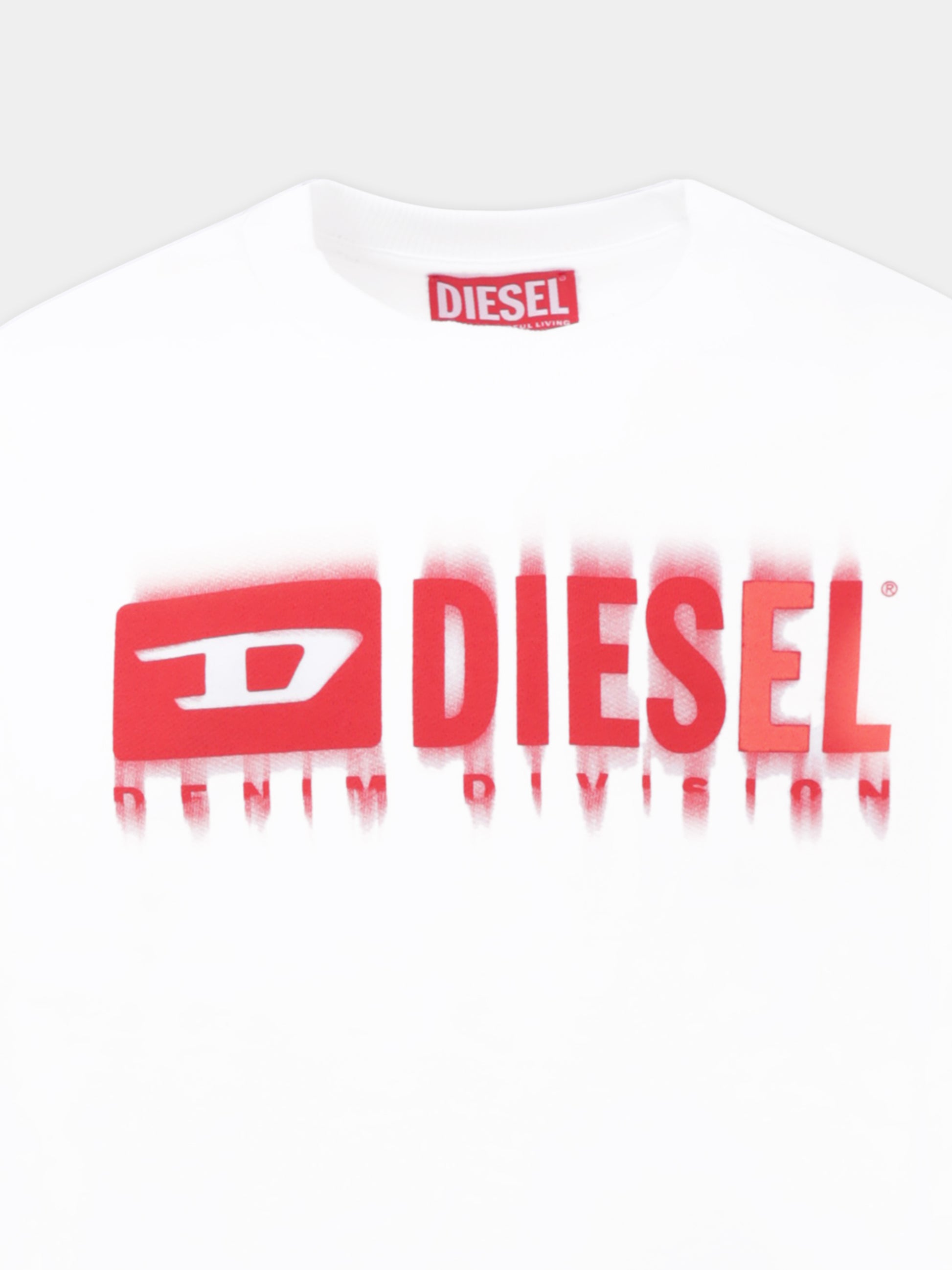 Felpa bianca per bambino con logo,Diesel,J02040 KYAVF K100