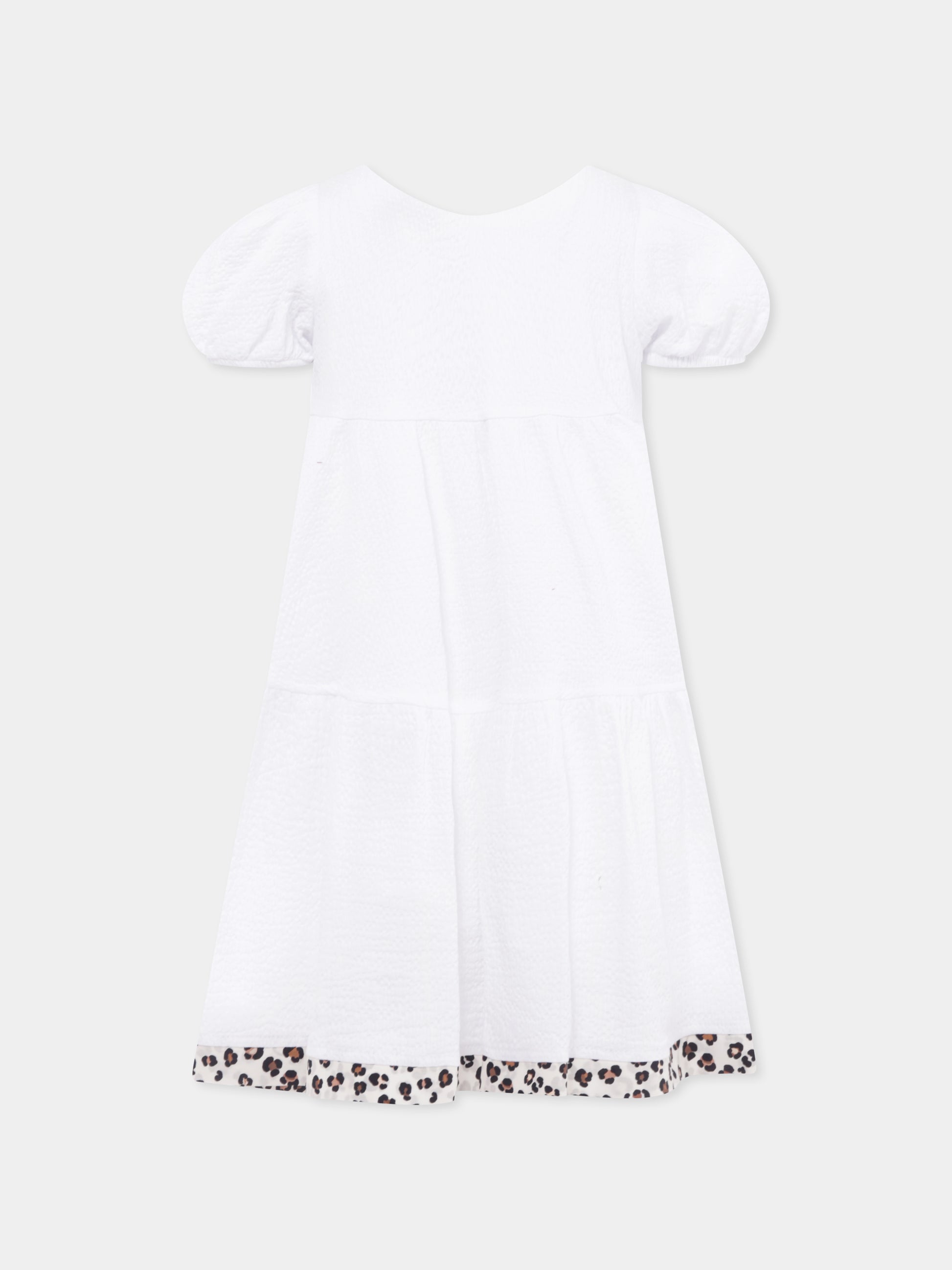 Vestito bianco per bambina con fiocco,Monnalisa,11E909 5150 9980