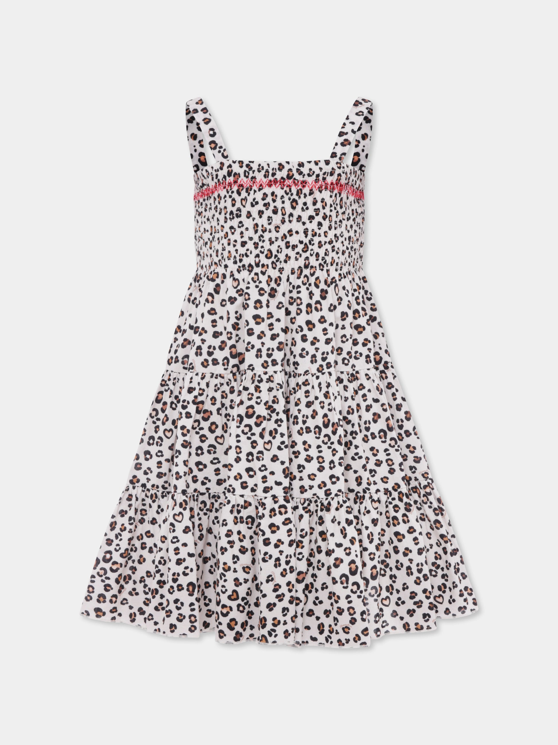 Copricostume beige per bambina con stampa animalier,Monnalisa,19E086 5772 0080