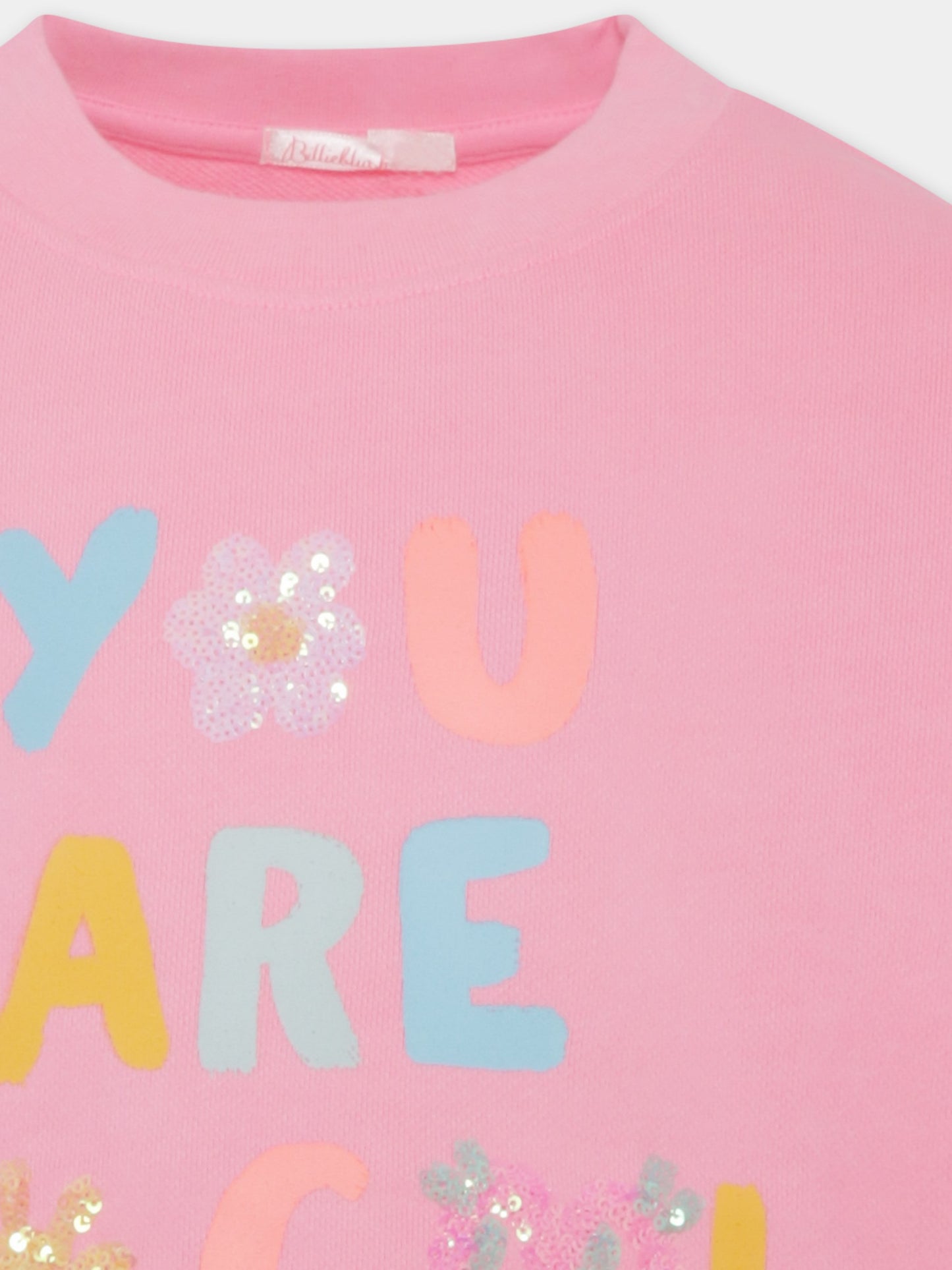 Felpa rosa per bambina con scritta,Billieblush,U20097 462