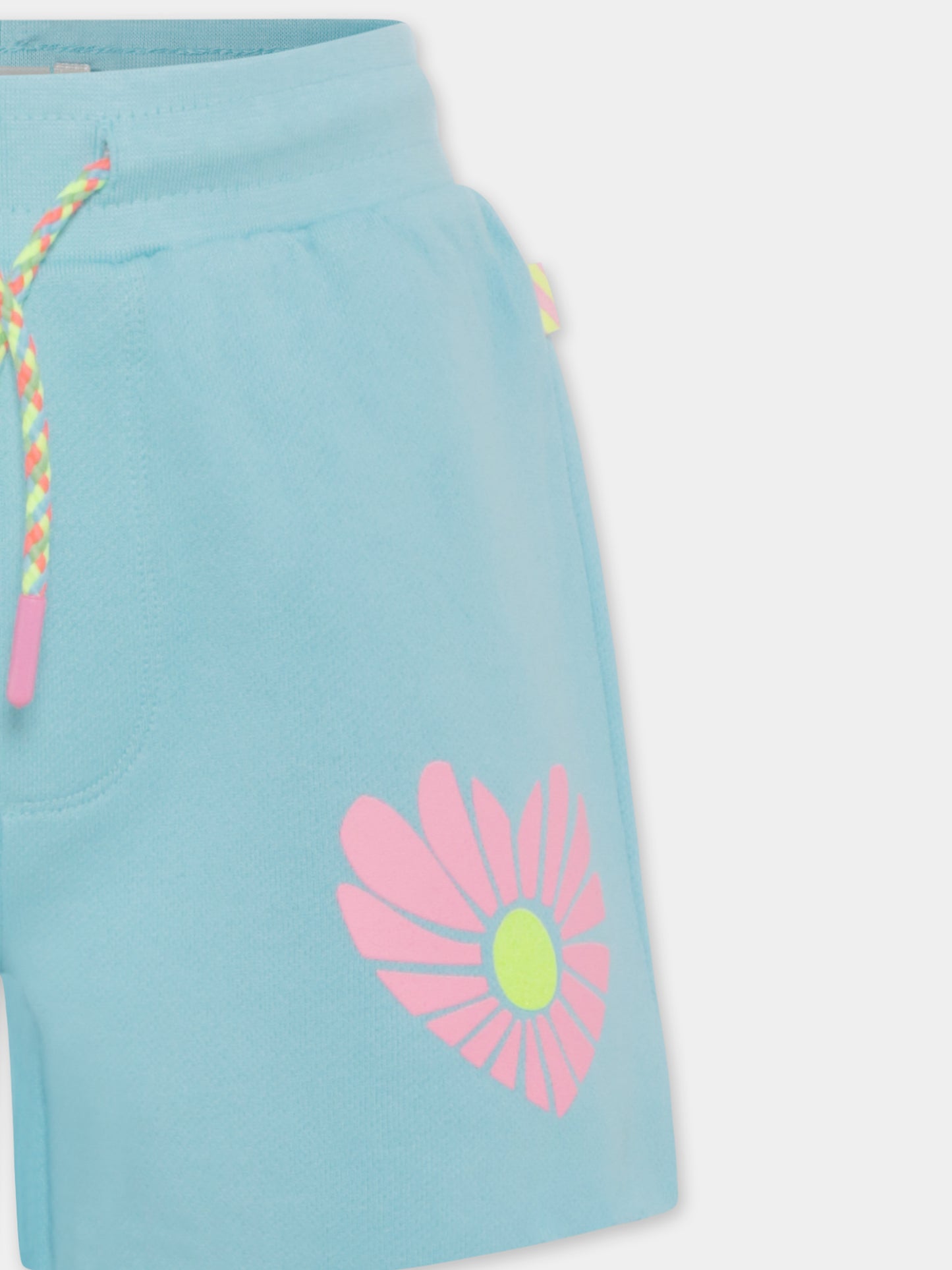 Shorts celesti per bambina con cuore,Billieblush,U20119 77S