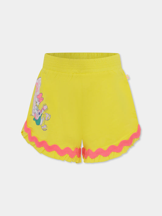 Shorts gialli per bambina con Paperina,Billieblush,U20567 535