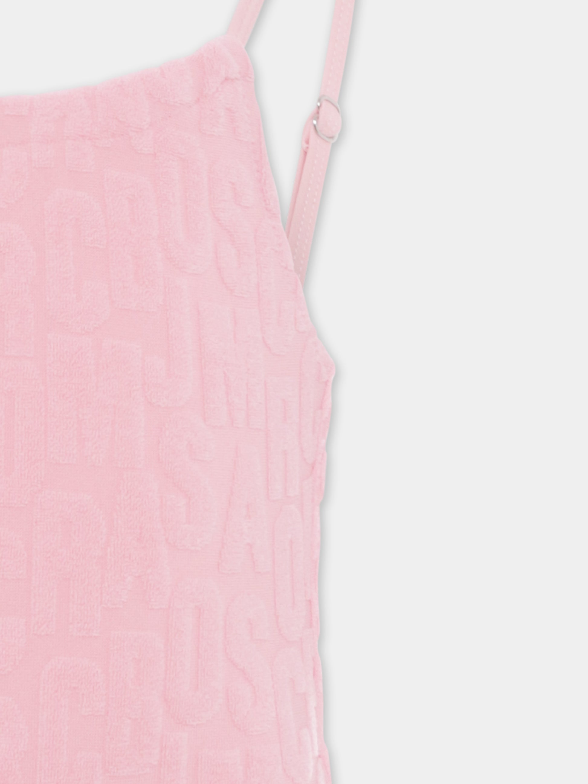 Costume intero rosa per bambina con logo all over,Marc Jacobs,W60059 45T