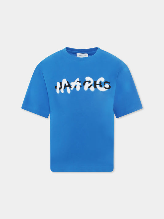 T-shirt azzurra per bambino con logo,Marc Jacobs,W60212 873