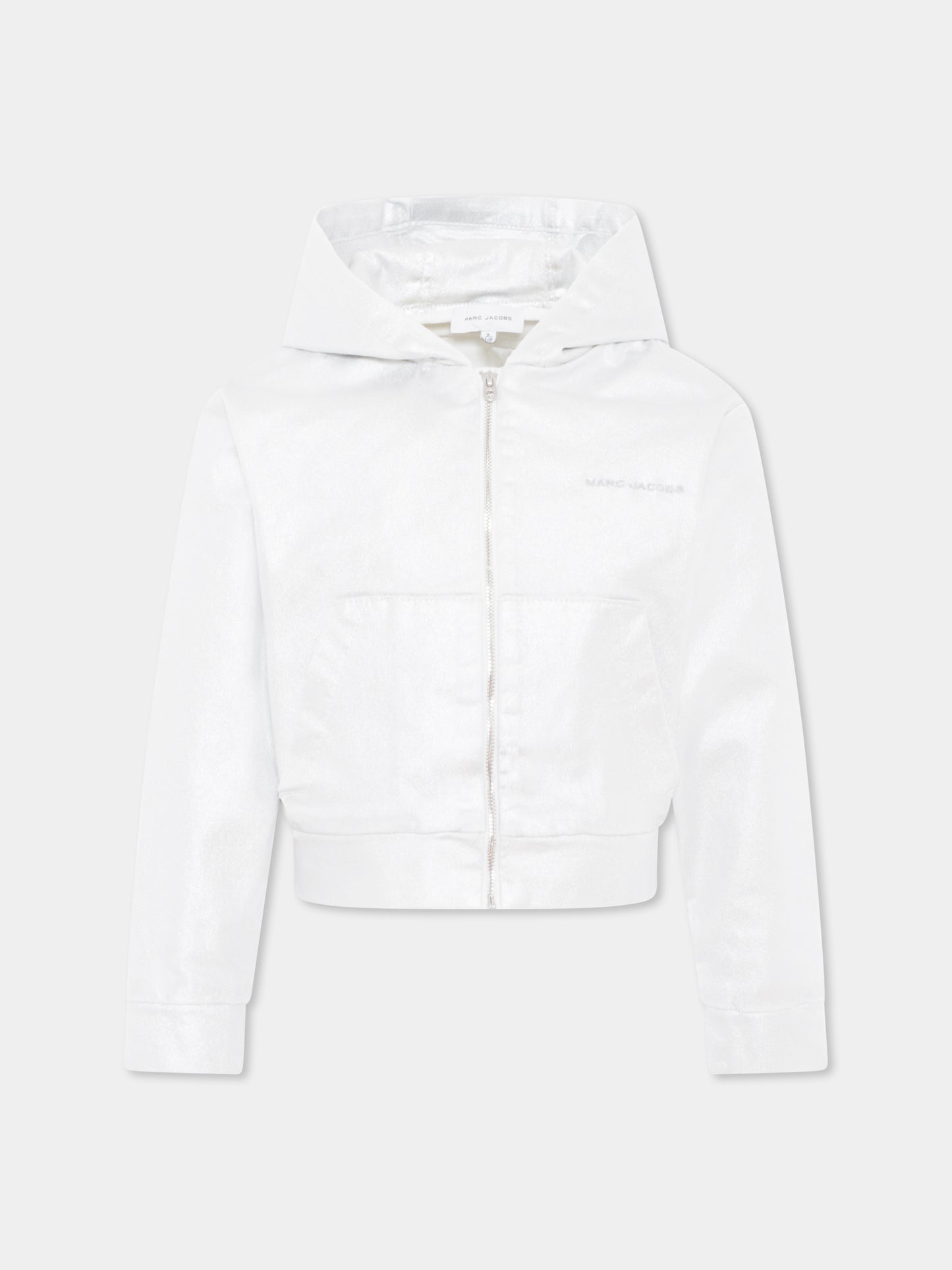 Felpa crop argento per bambina con logo,Marc Jacobs,W60221 016