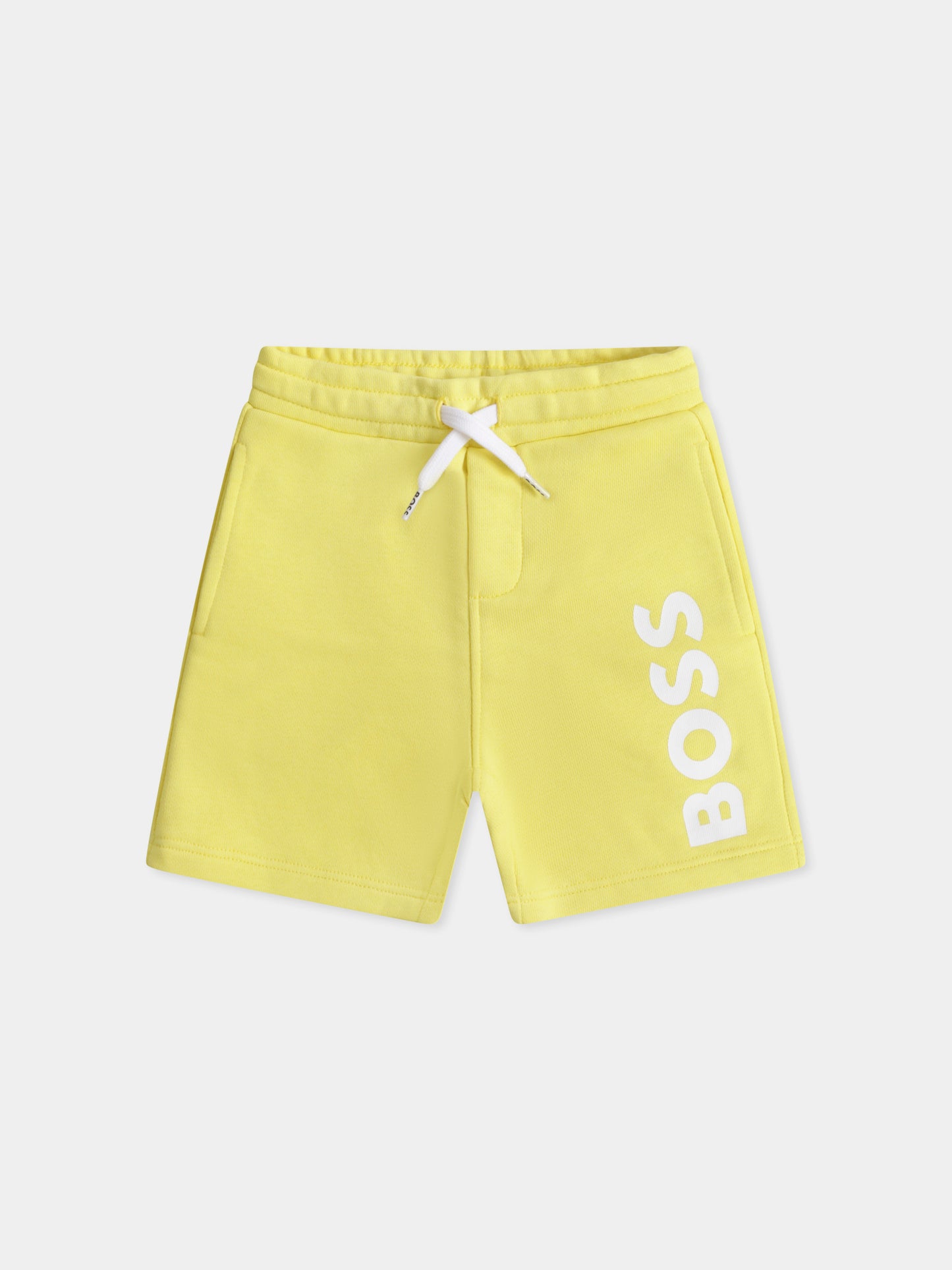 Shorts gialli per neonato con logo,Boss,J50580 508