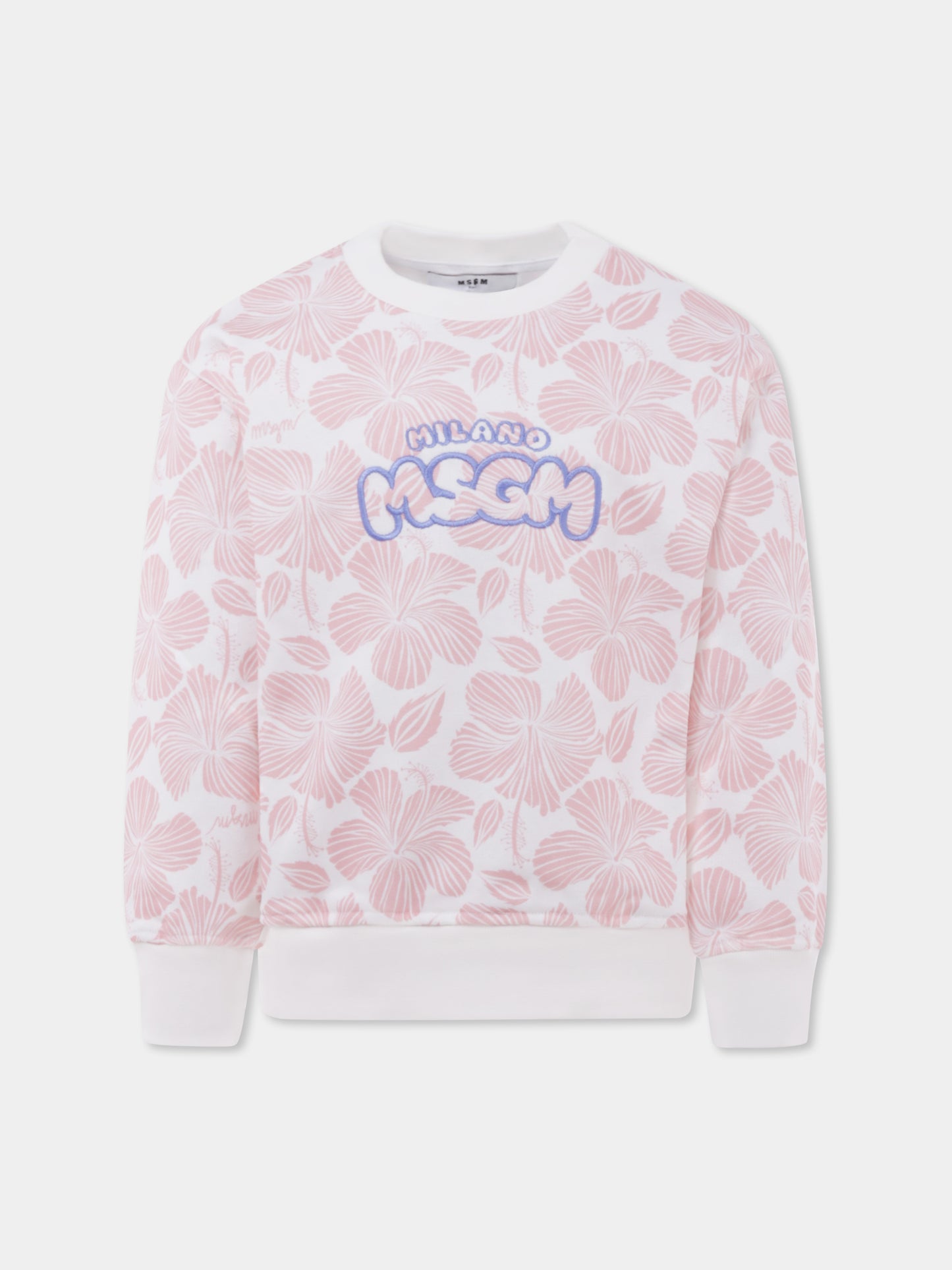 Pink sweatshirt for girl with logo