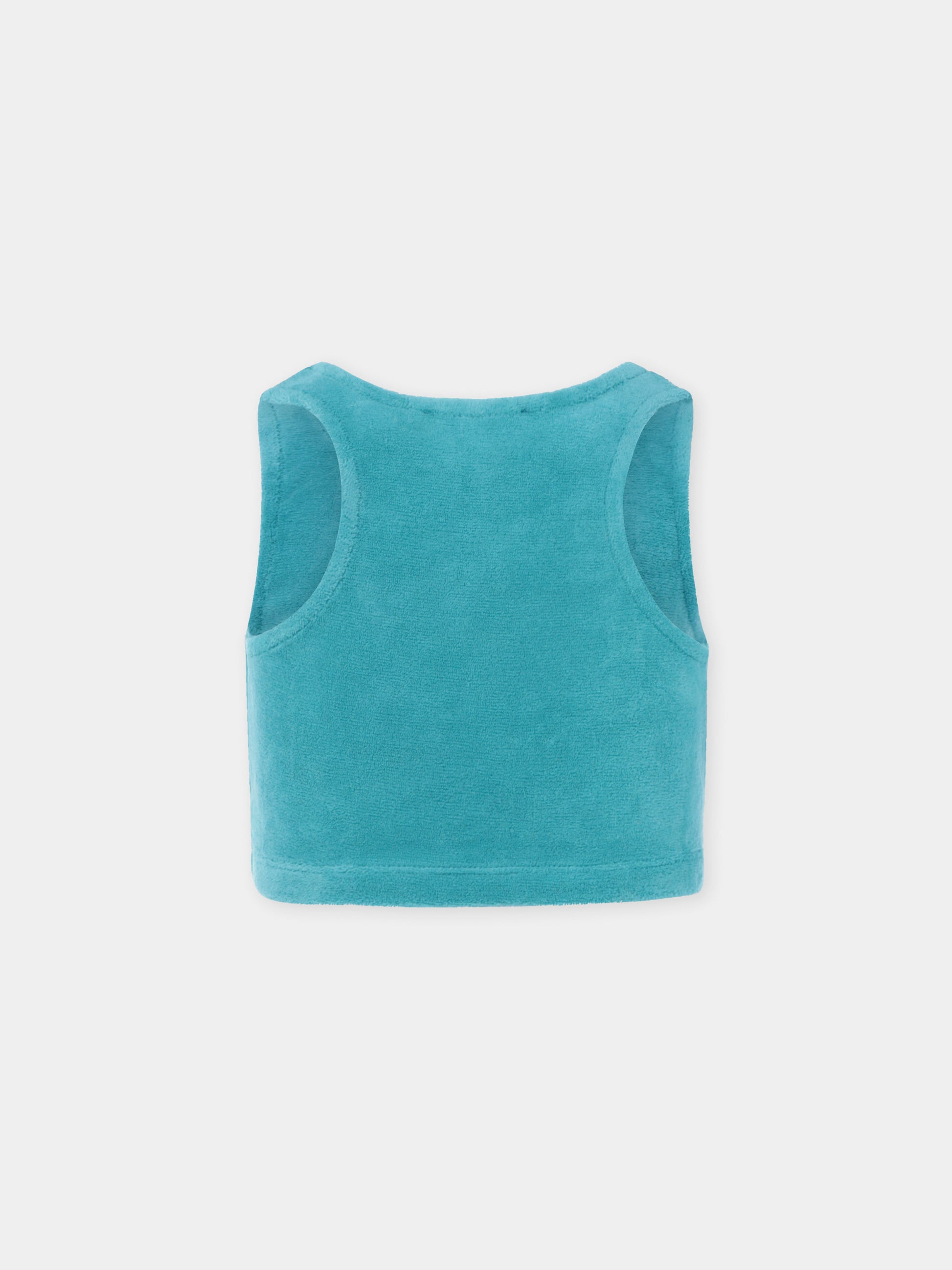 Top crop celeste per bambina con logo,Msgm Kids,S4MSJGTH164 051