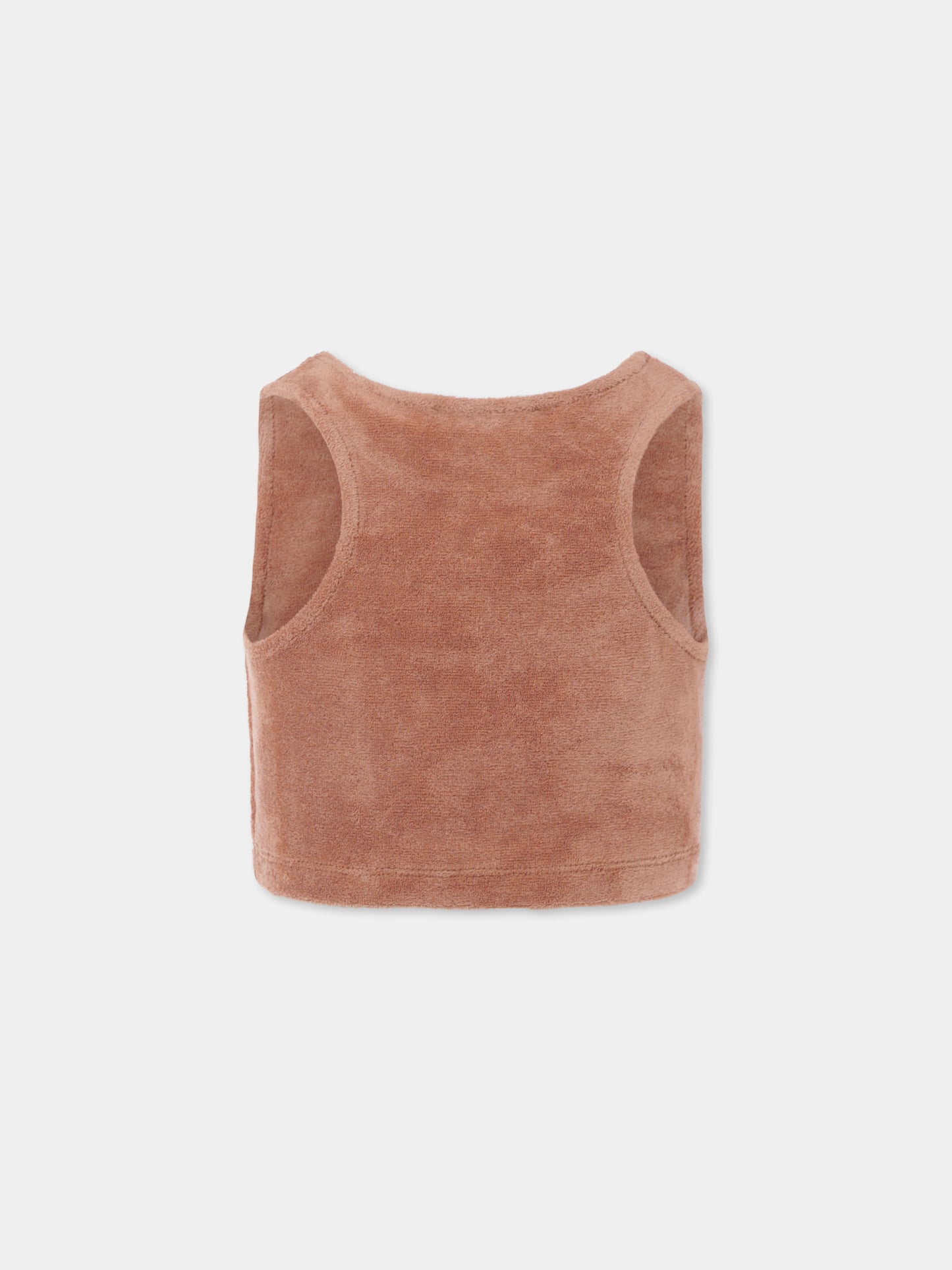 Top crop marrone per bambina con logo,Msgm Kids,S4MSJGTH164 090