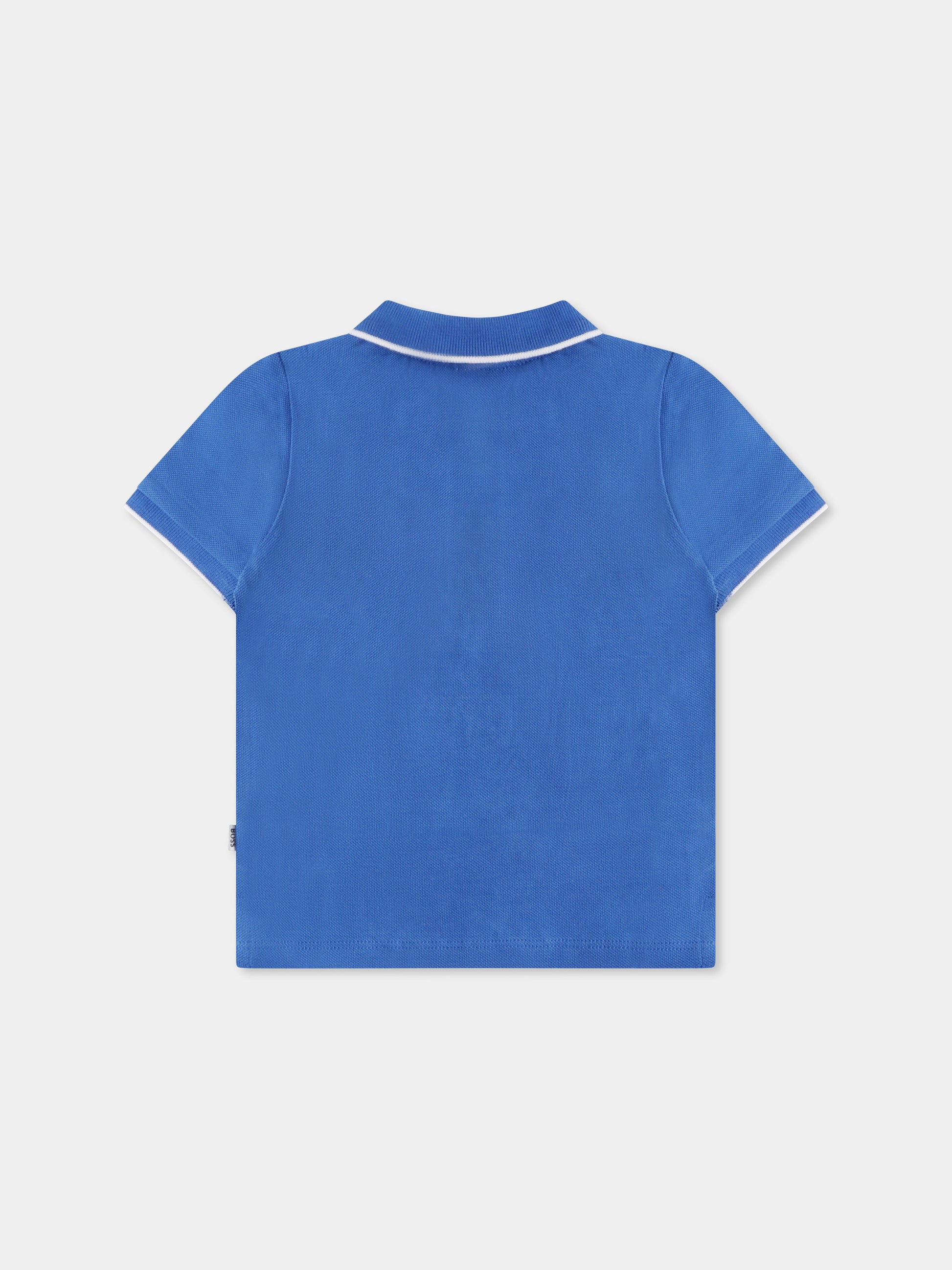 Polo azzurra per neonato con logo,Boss,J50593 872