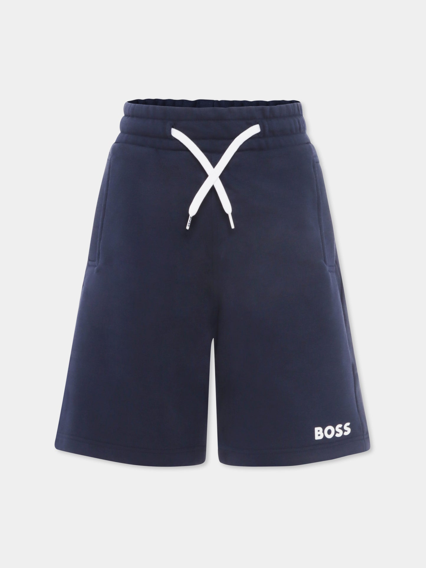 Shorts blu per bambino con logo,Boss,J50680 849