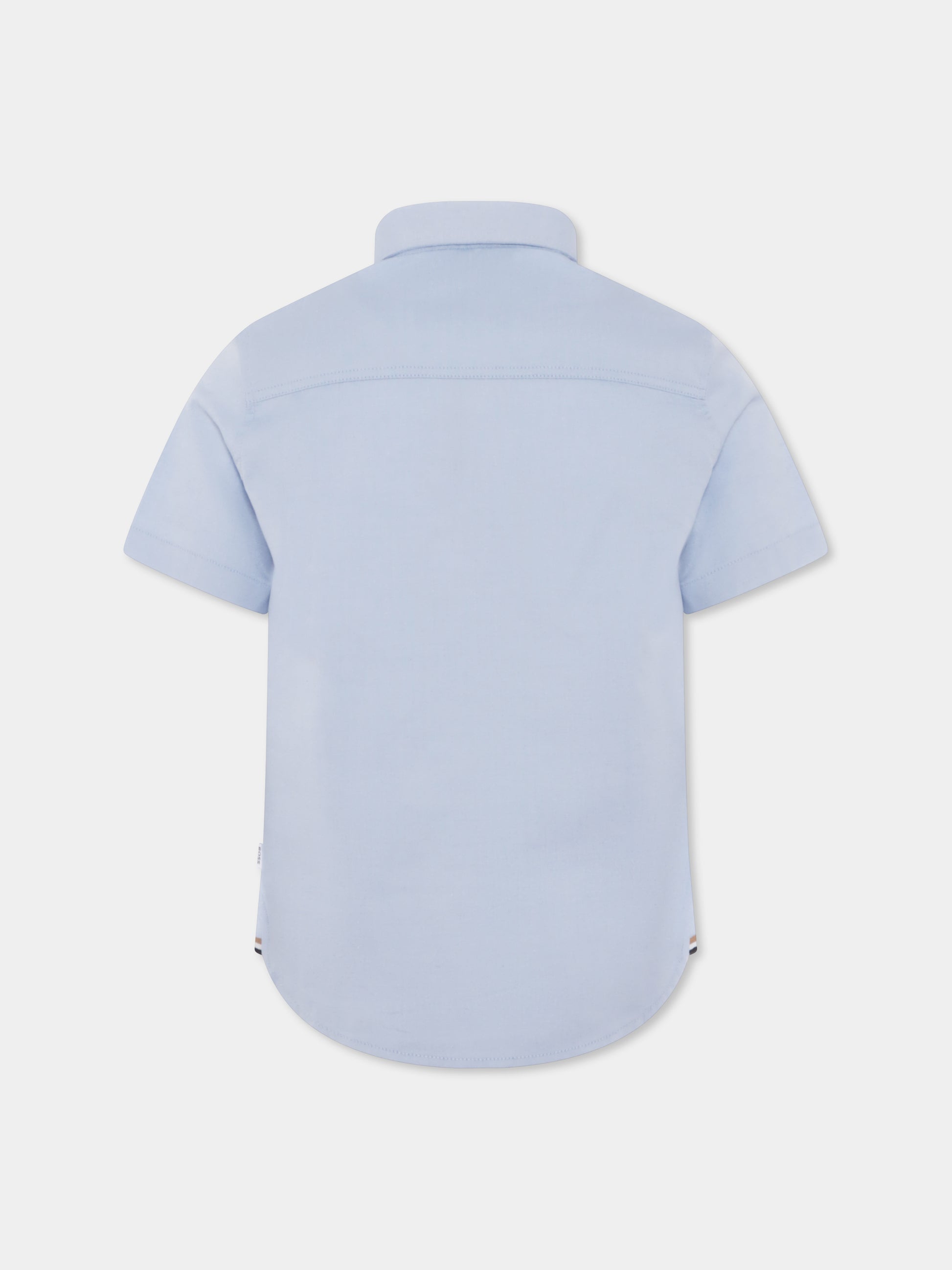 Camicia celeste per bambino con logo,Boss,J50696 77D