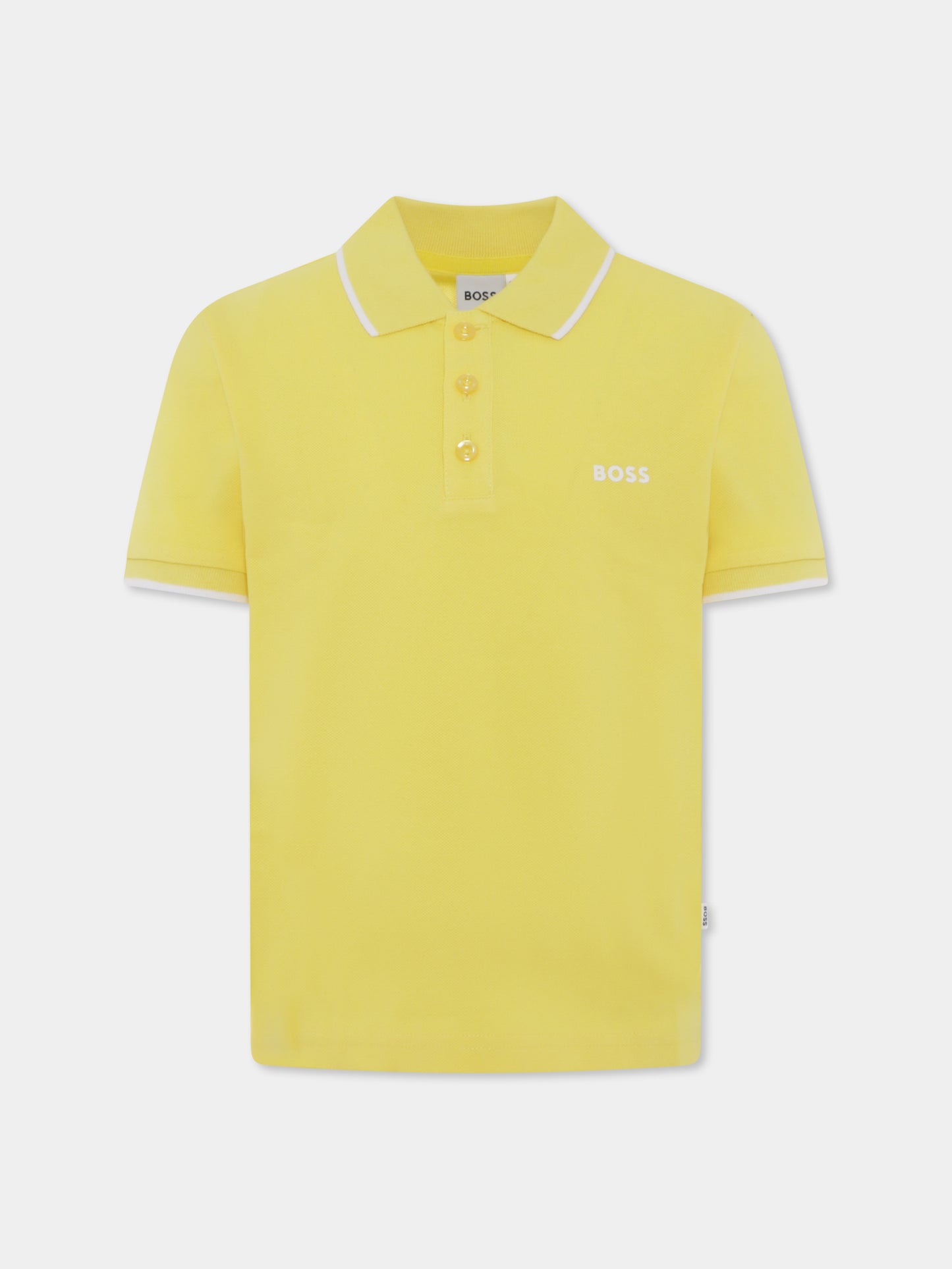 Polo gialla per bambino con logo,Boss,J50704 508