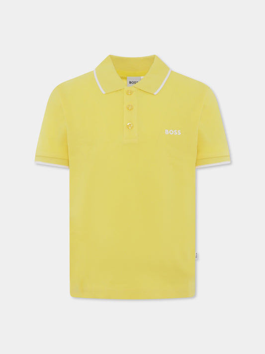 Polo gialla per bambino con logo,Boss,J50704 508