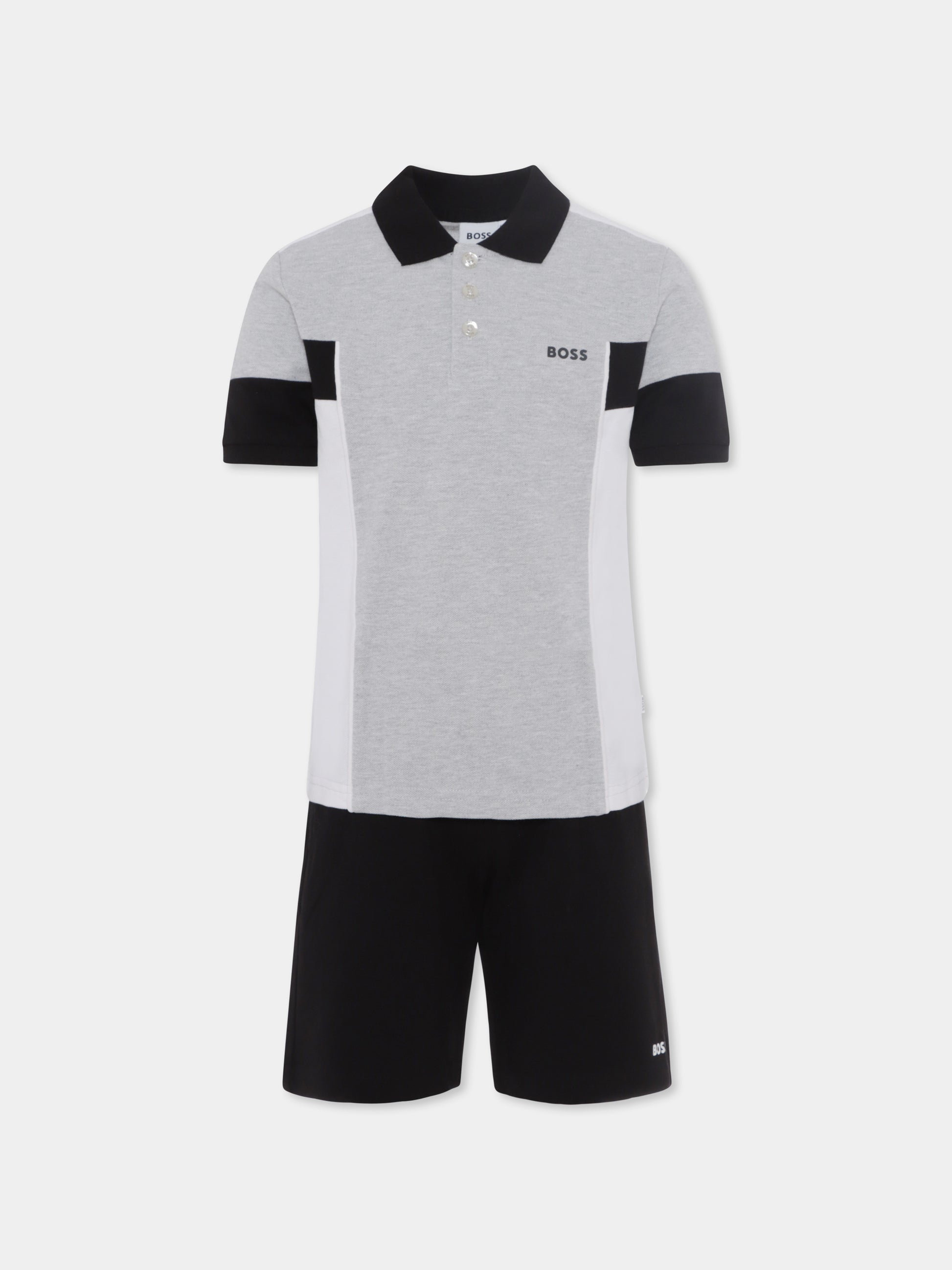 Completo grigio per bambino con logo,Boss,J50753 A32