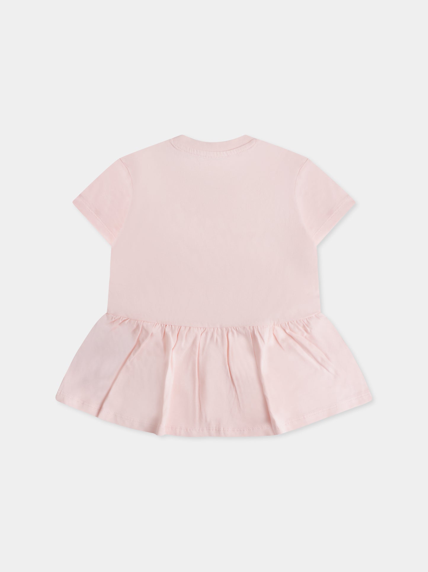 Vestito rosa per neonata con fiore e logo,Kenzo Kids,K60115 46T