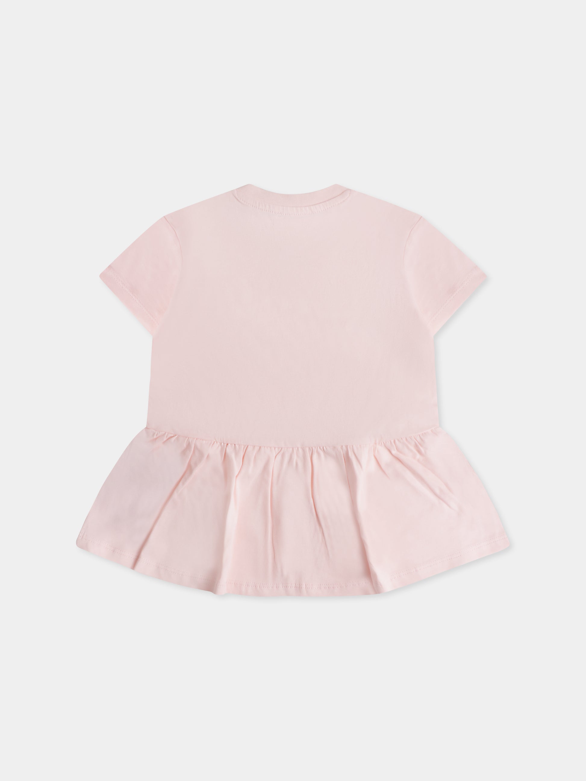 Vestito rosa per neonata con fiore e logo,Kenzo Kids,K60115 46T