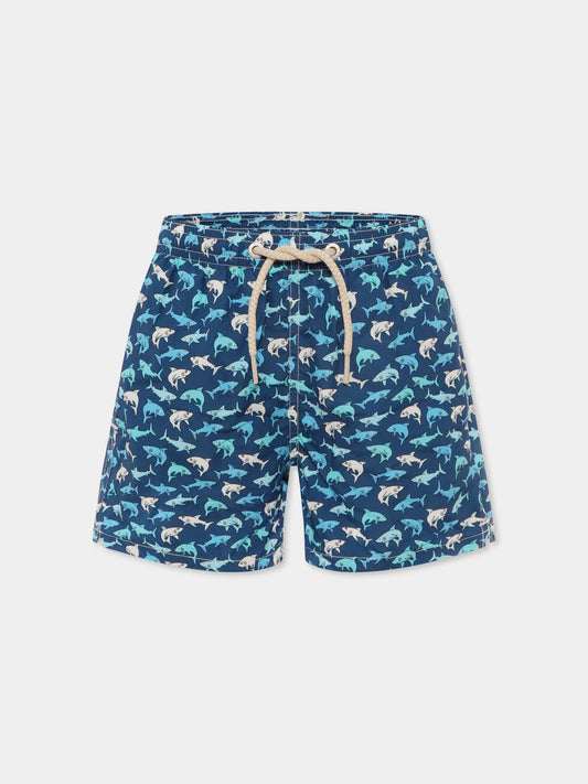 Boxer mare blu per bambino con squalo all over,Mc2 Saint Barth,JEA0004 01818H