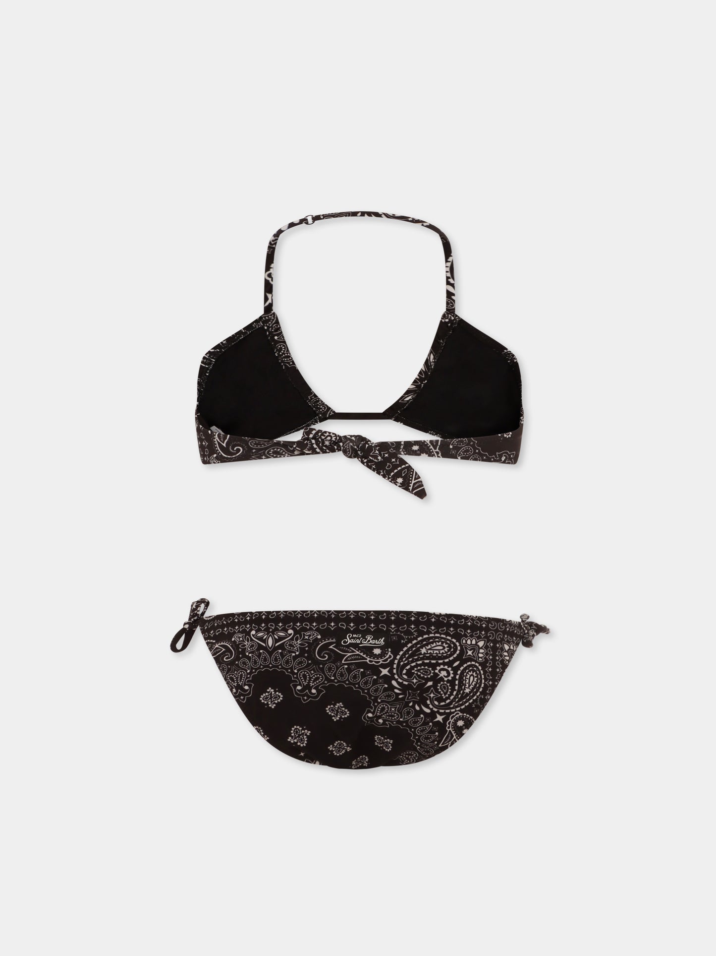 Bikini nero per bambina con stampa pailsey,Mc2 Saint Barth,ARY00002 04708D