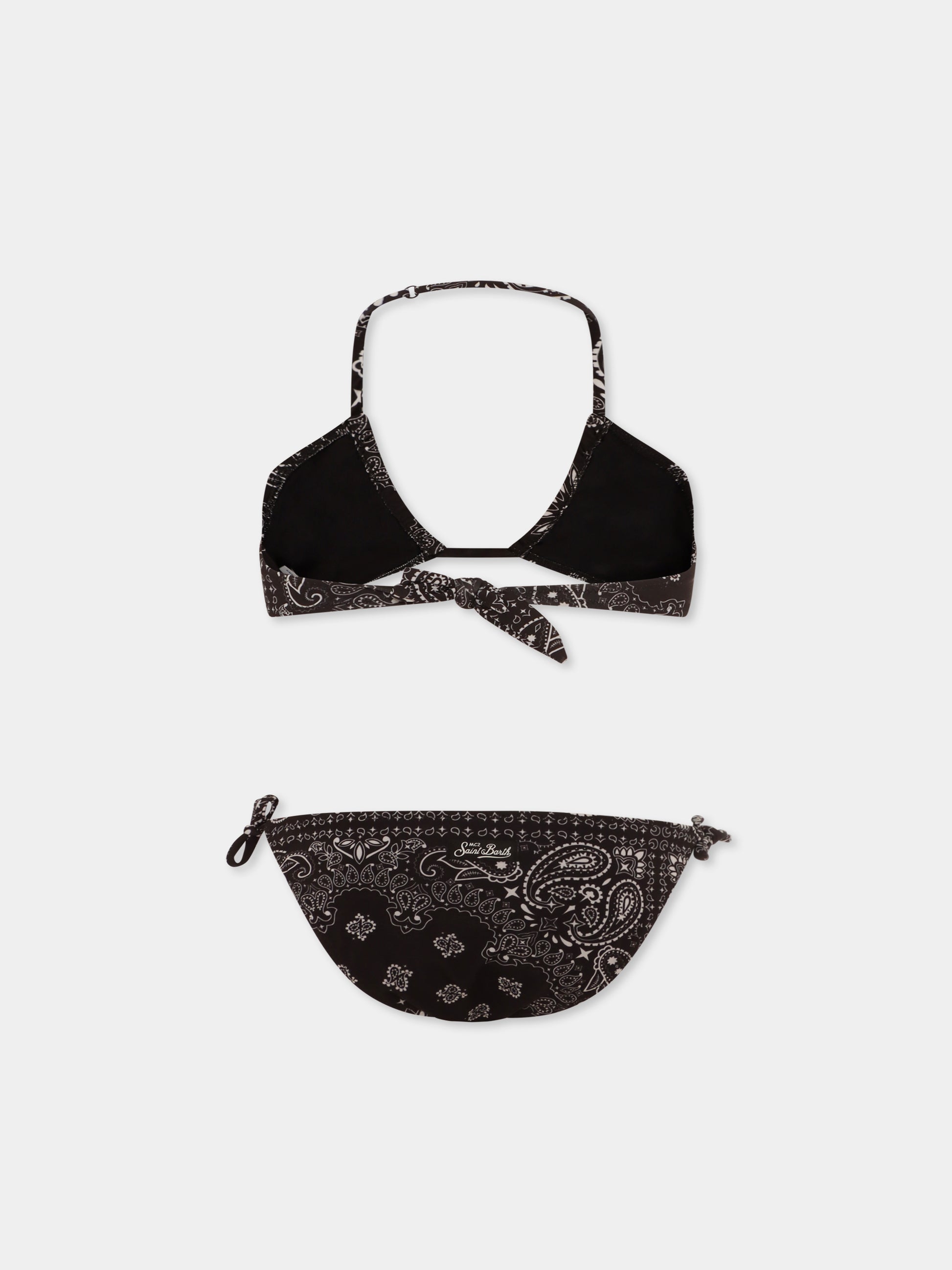 Bikini nero per bambina con stampa pailsey,Mc2 Saint Barth,ARY00002 04708D
