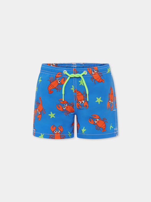 Boxer mare azzurro per bambino con aragosta all over,Mc2 Saint Barth,JEA0001 03061H