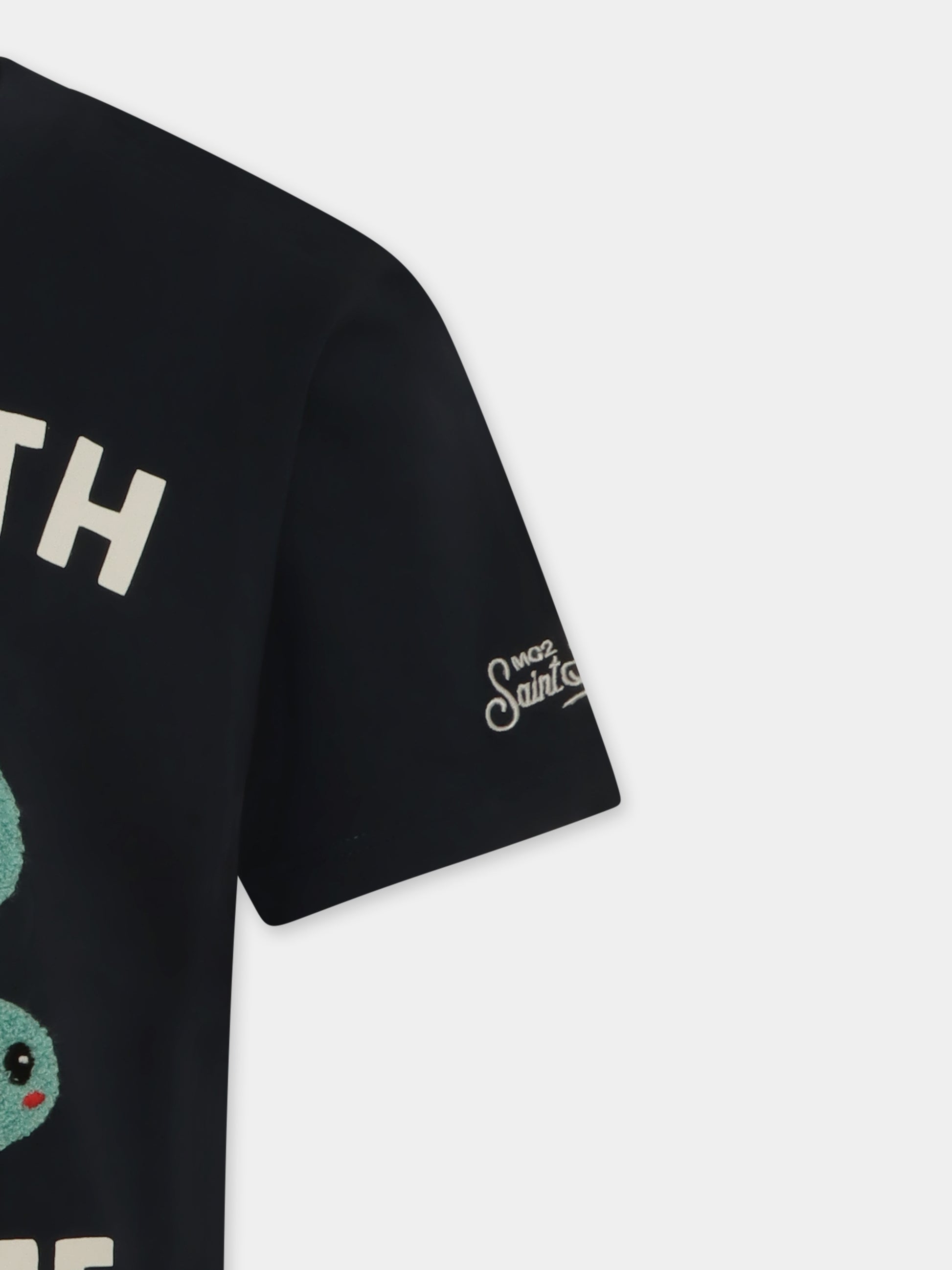 T-shirt blu per bambino con tartaruga,Mc2 Saint Barth,TSH0001 03084H