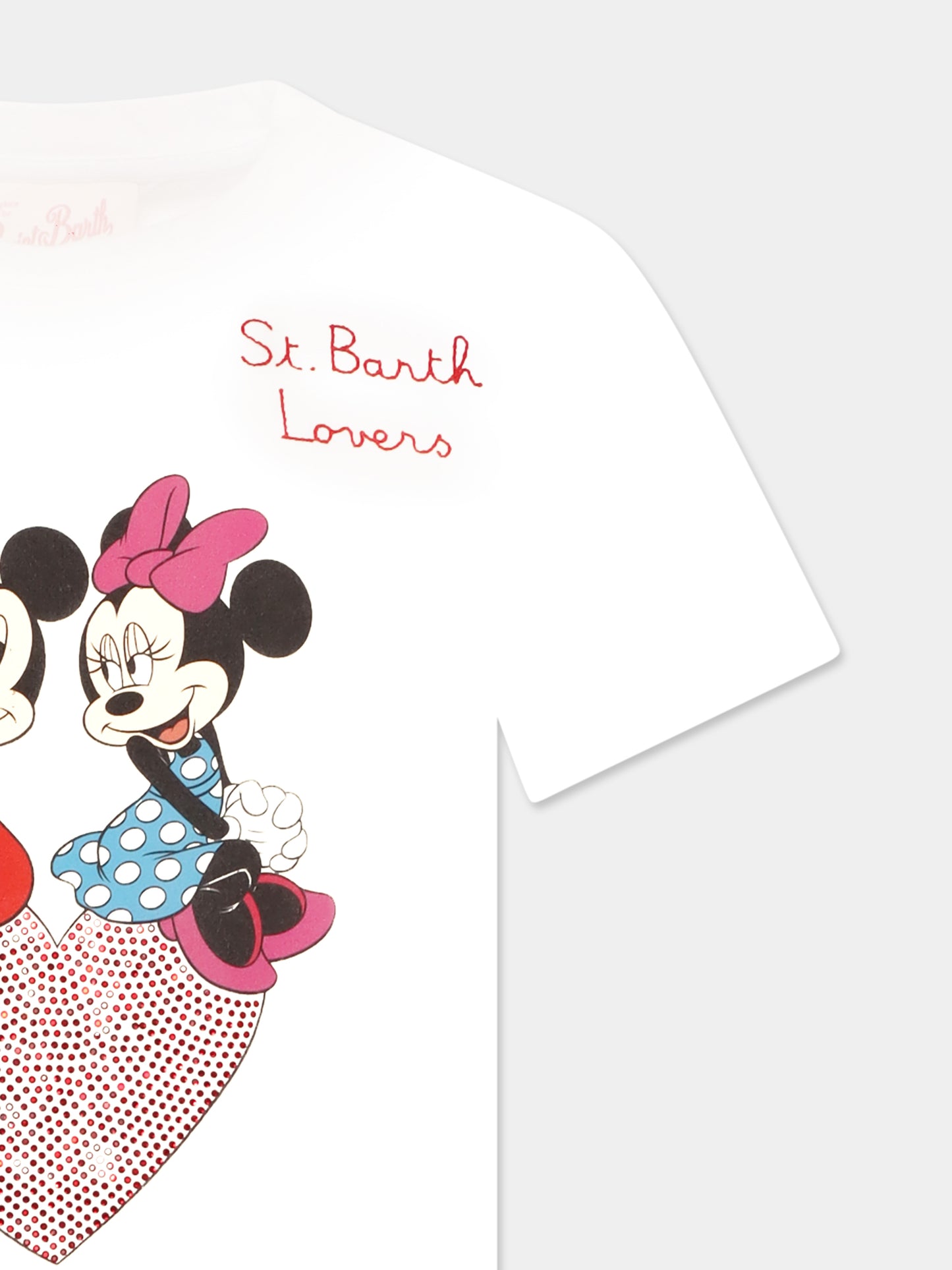 White t-shirt for girl with Mickey Mouse and Minnie