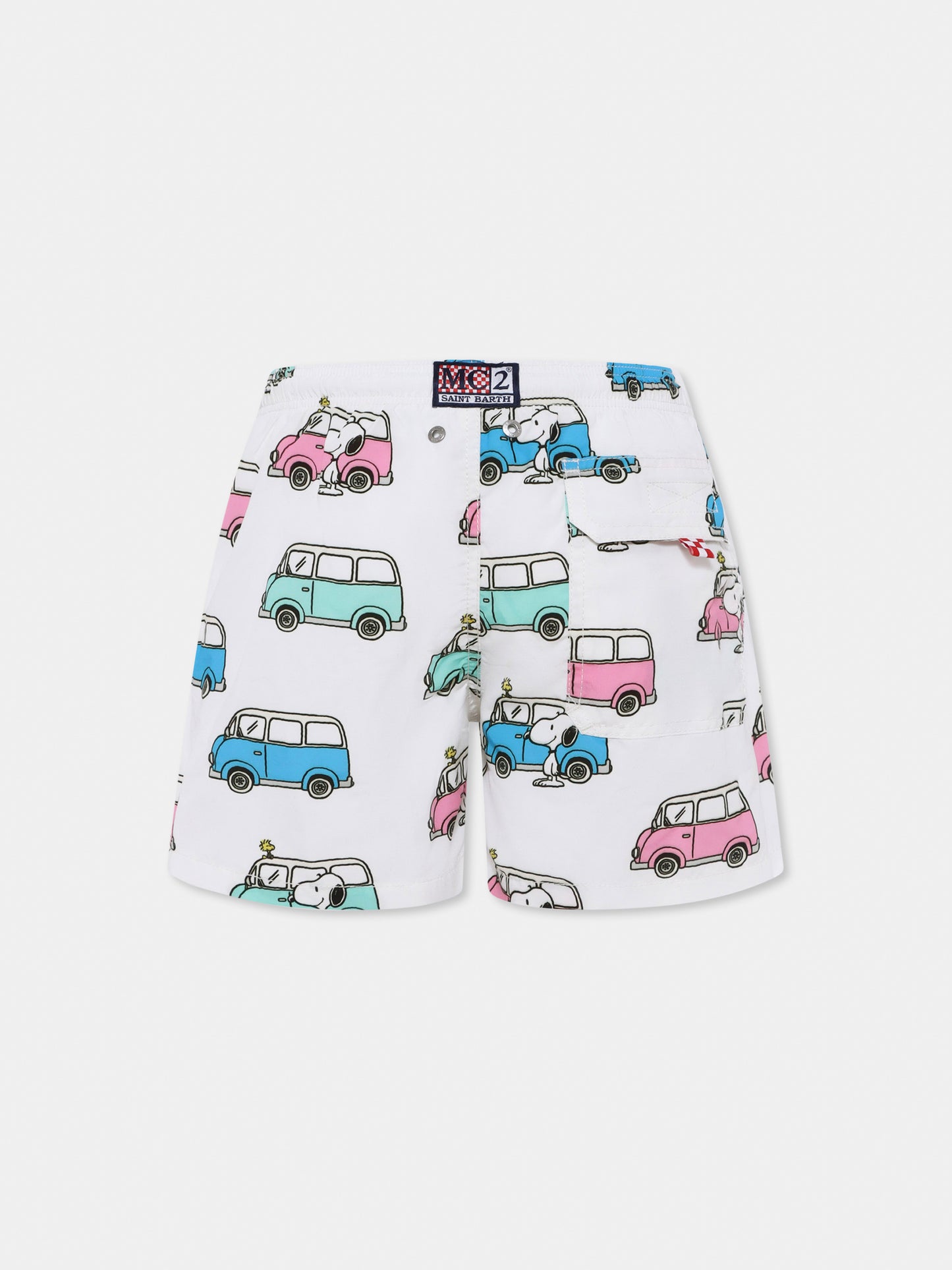 Multicolor swim shorts for boy with Snoopy