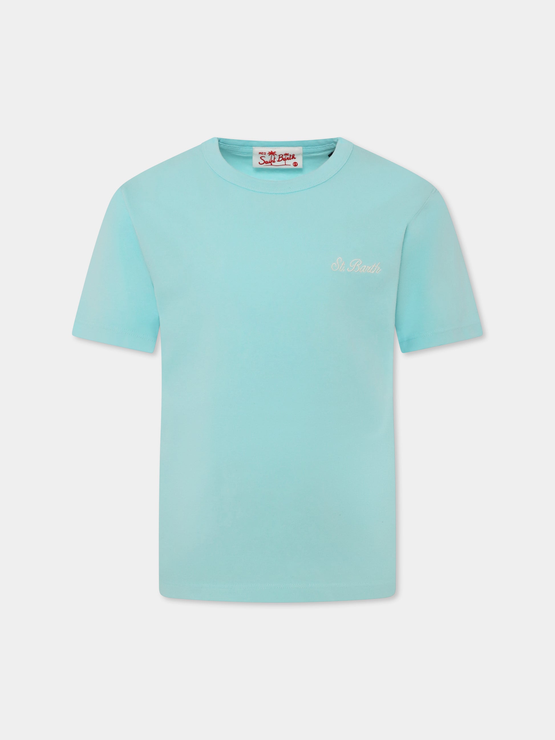 T-shirt azzurra per bambino con logo,Mc2 Saint Barth,DOV0002 00769F