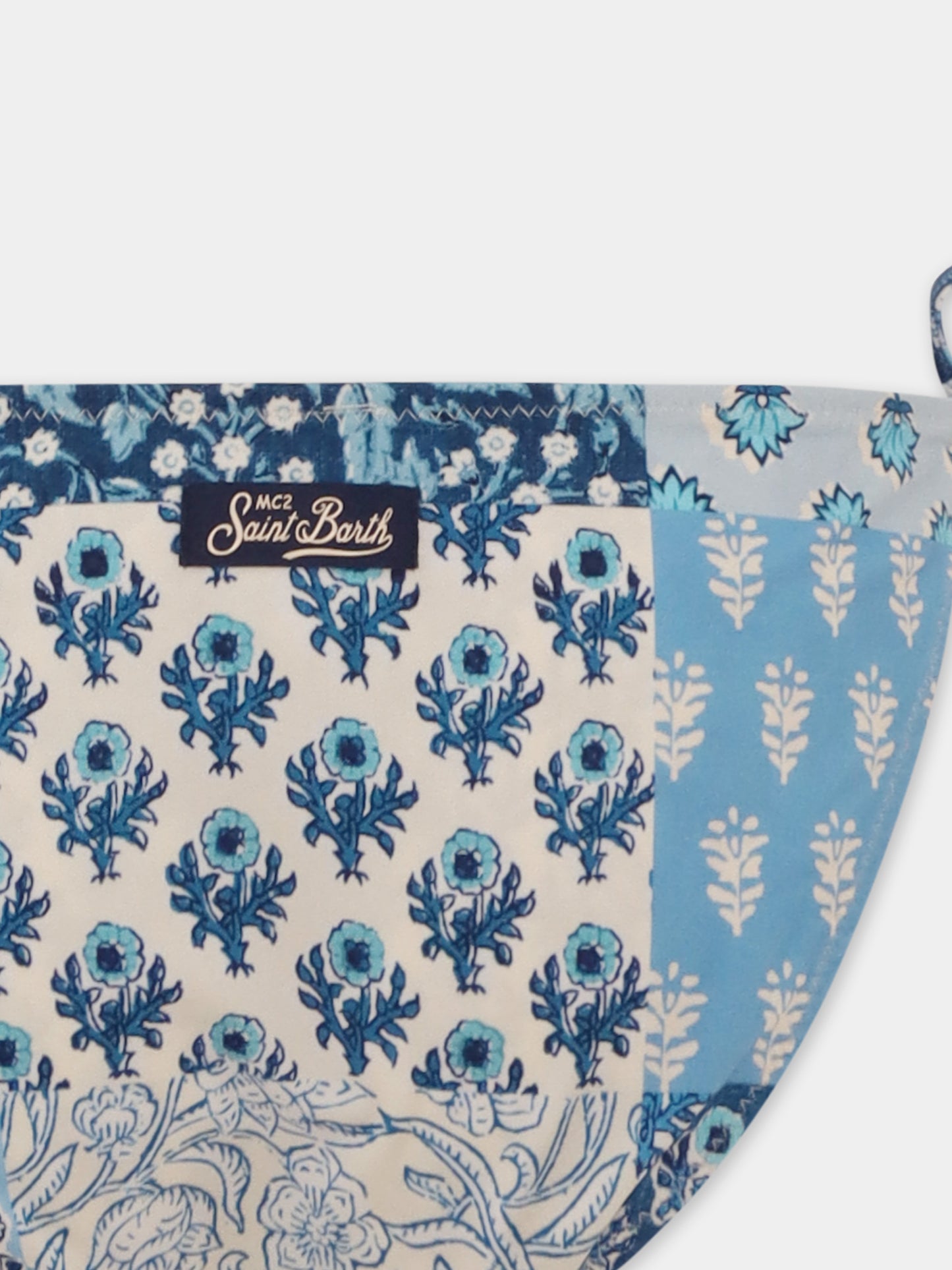 Bikini celeste reversibile per bambina con stampa floreale,Mc2 Saint Barth,JAI0004 03892H