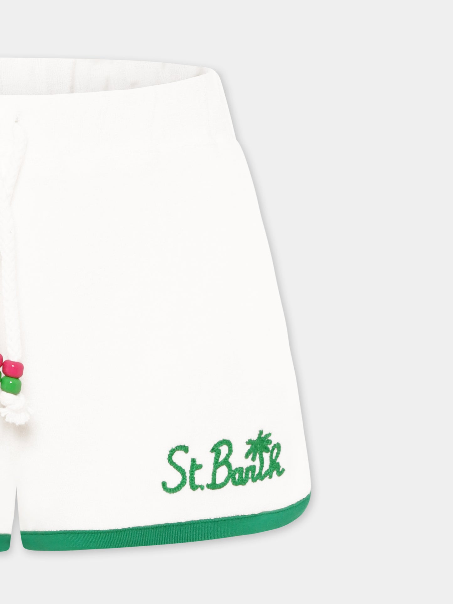 White shorts for girl with logo