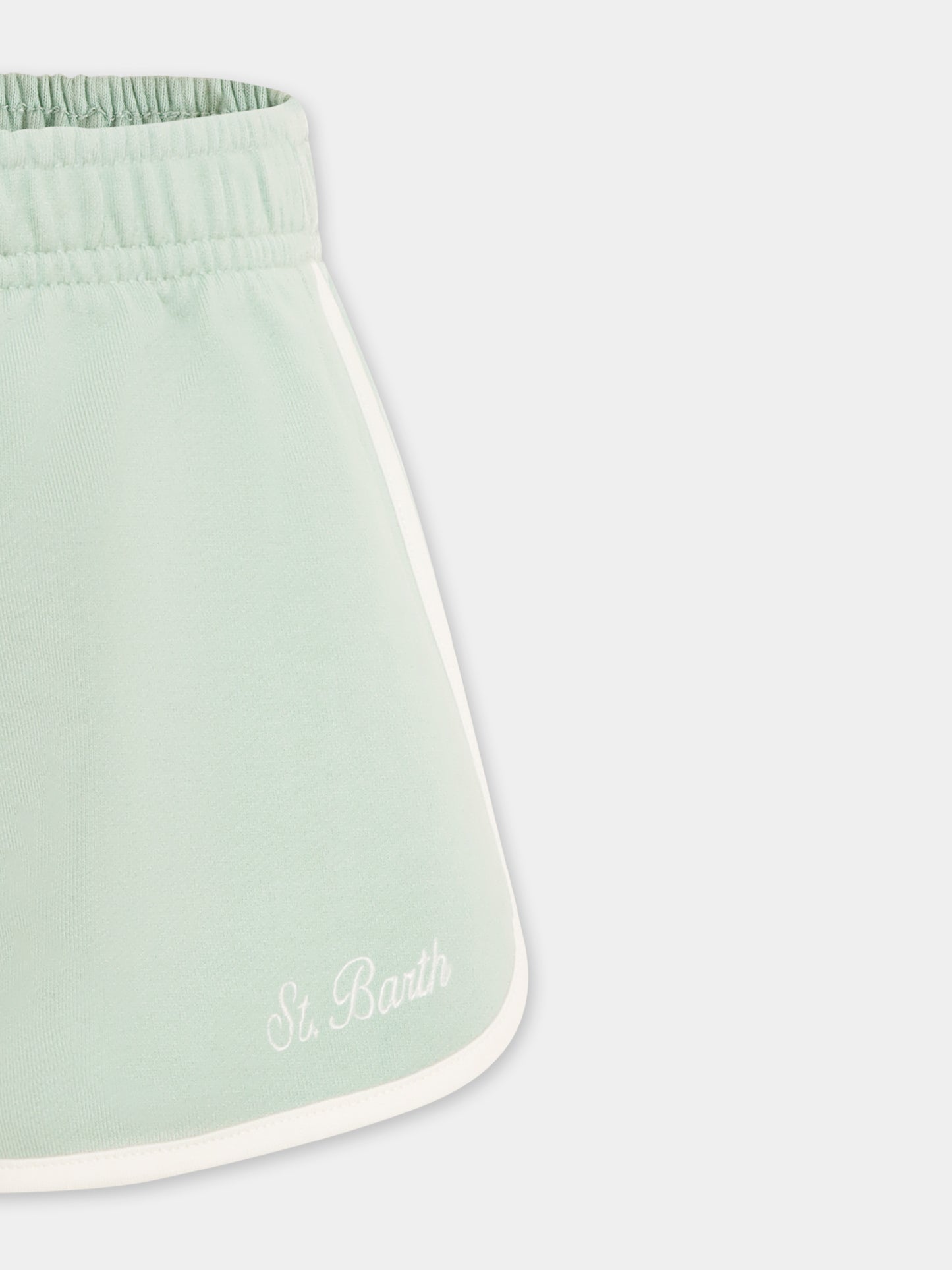 Green shorts for girl with logo