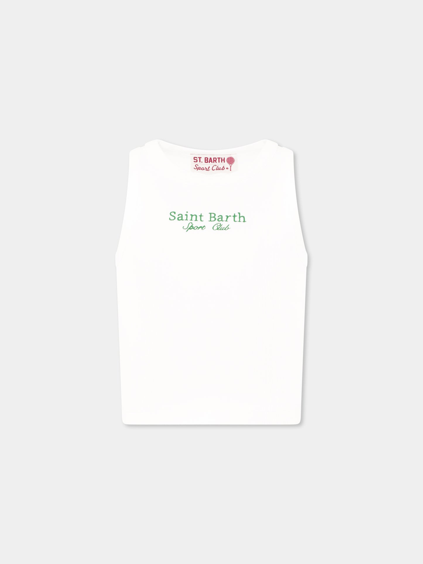 White crop tank top for girl with writing