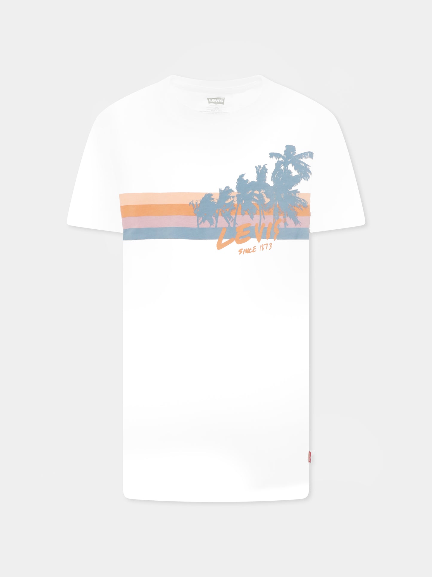 White t-shirt for kids with palm tree