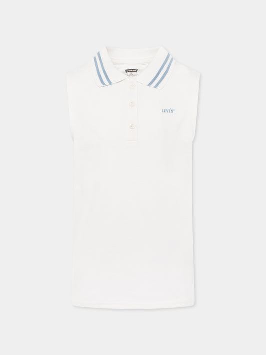Polo bianca per bambina con logo,Levi's Kids,4EK176 X1O