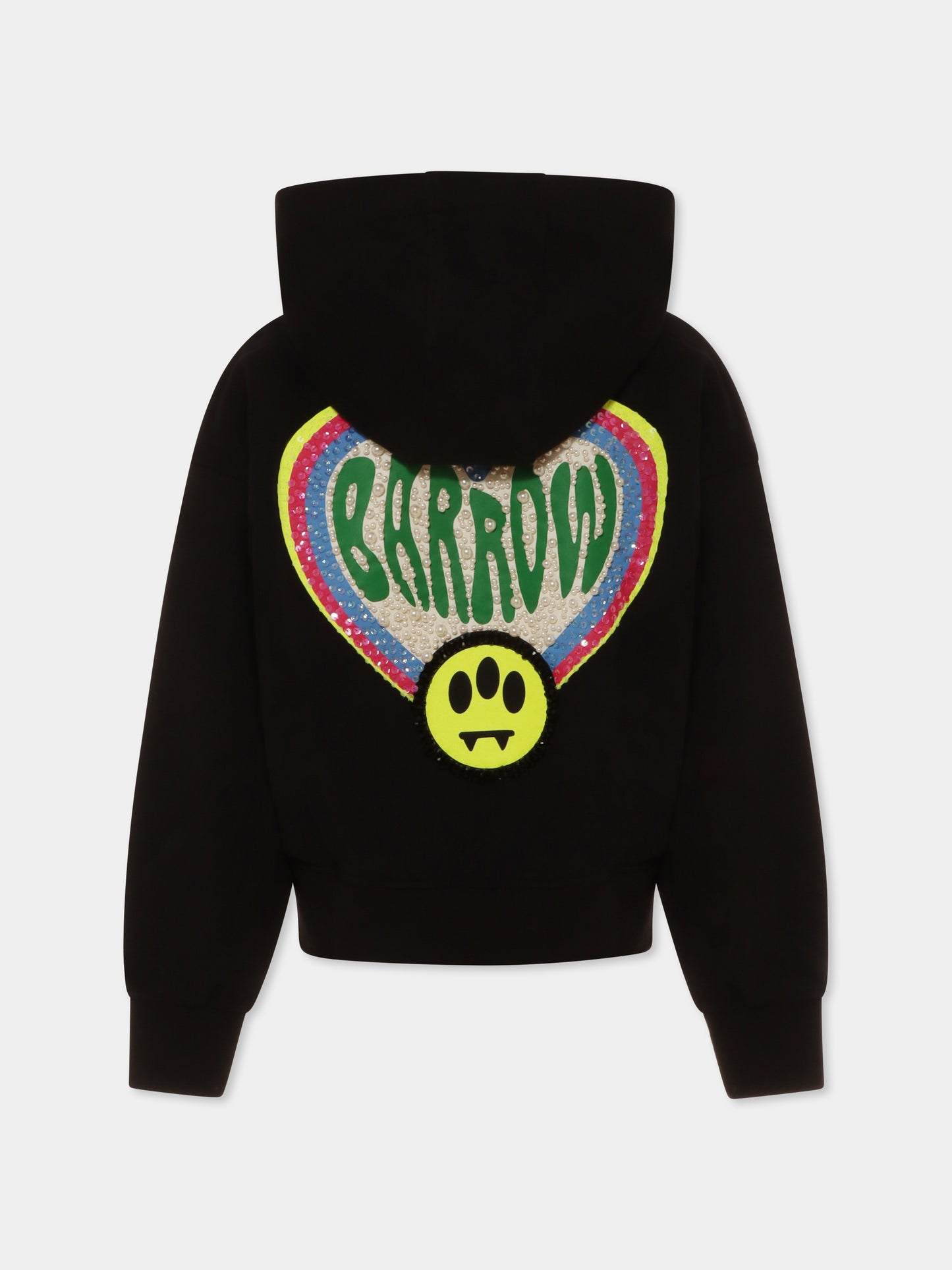 Felpa nera per bambina con logo e paillettes,Barrow,S5BKJGHS170 110