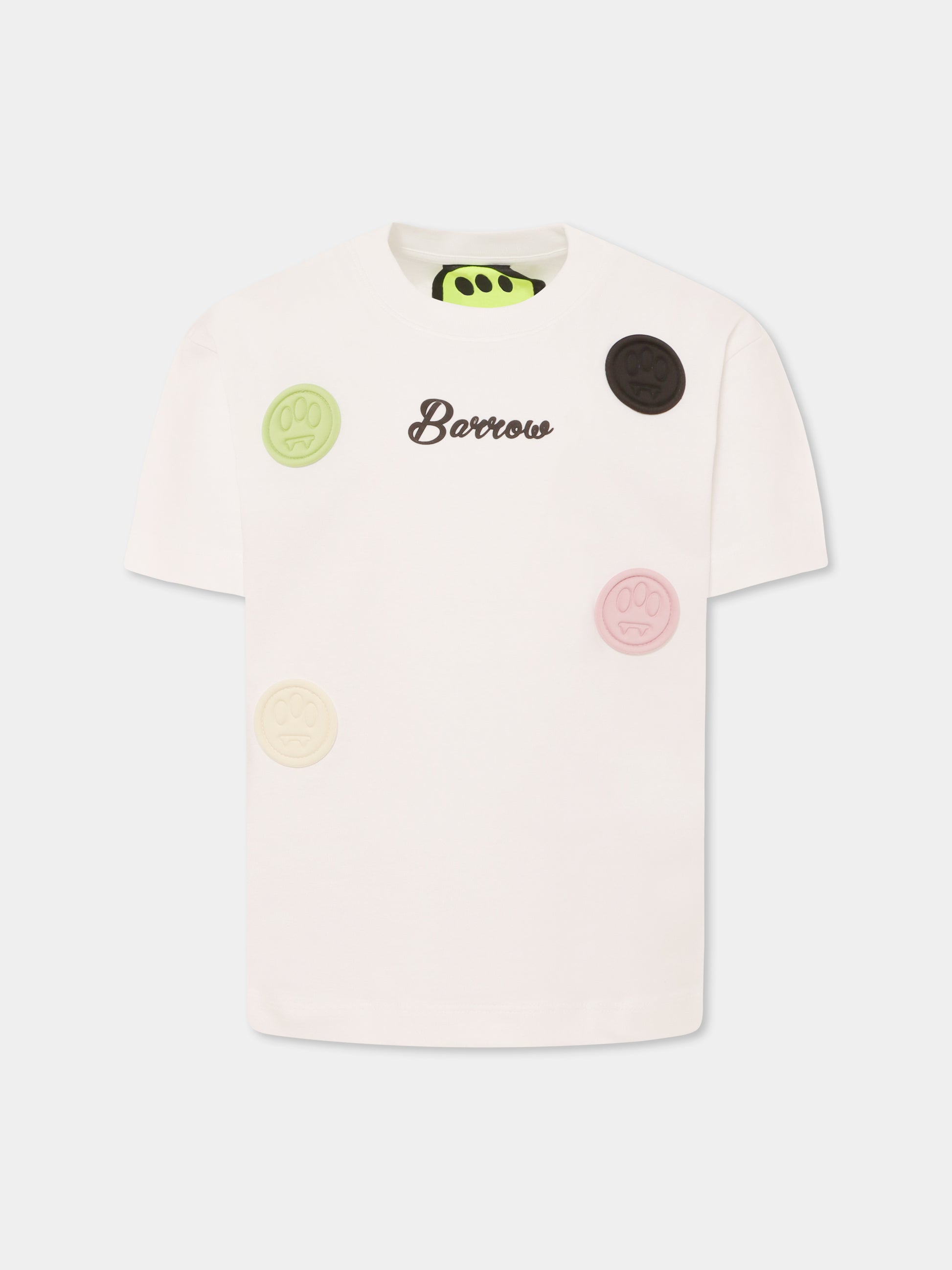 T-shirt bianca per bambina con smile,Barrow,S5BKJGTH112 002