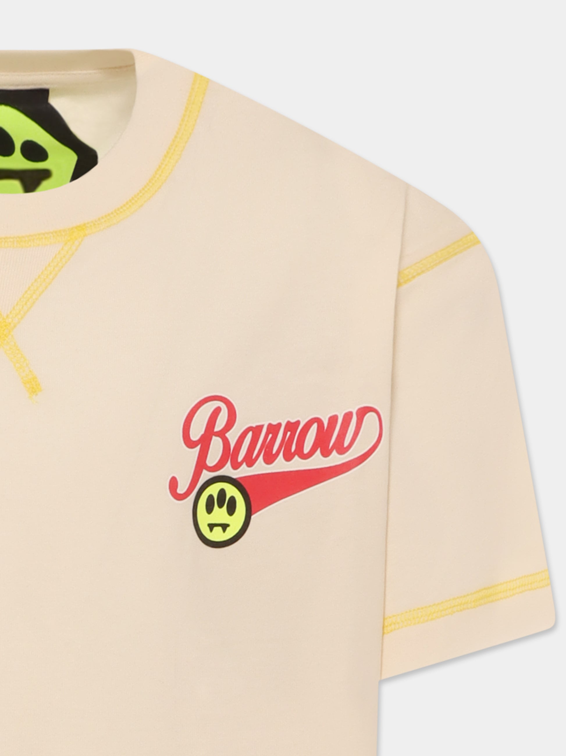 T.-shirt avorio per bambina con logo e stampa Bear,Barrow,S5BKJGTH119 013