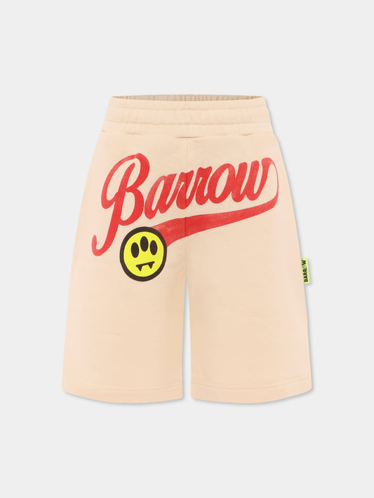 Ivory shorts for kids with logo