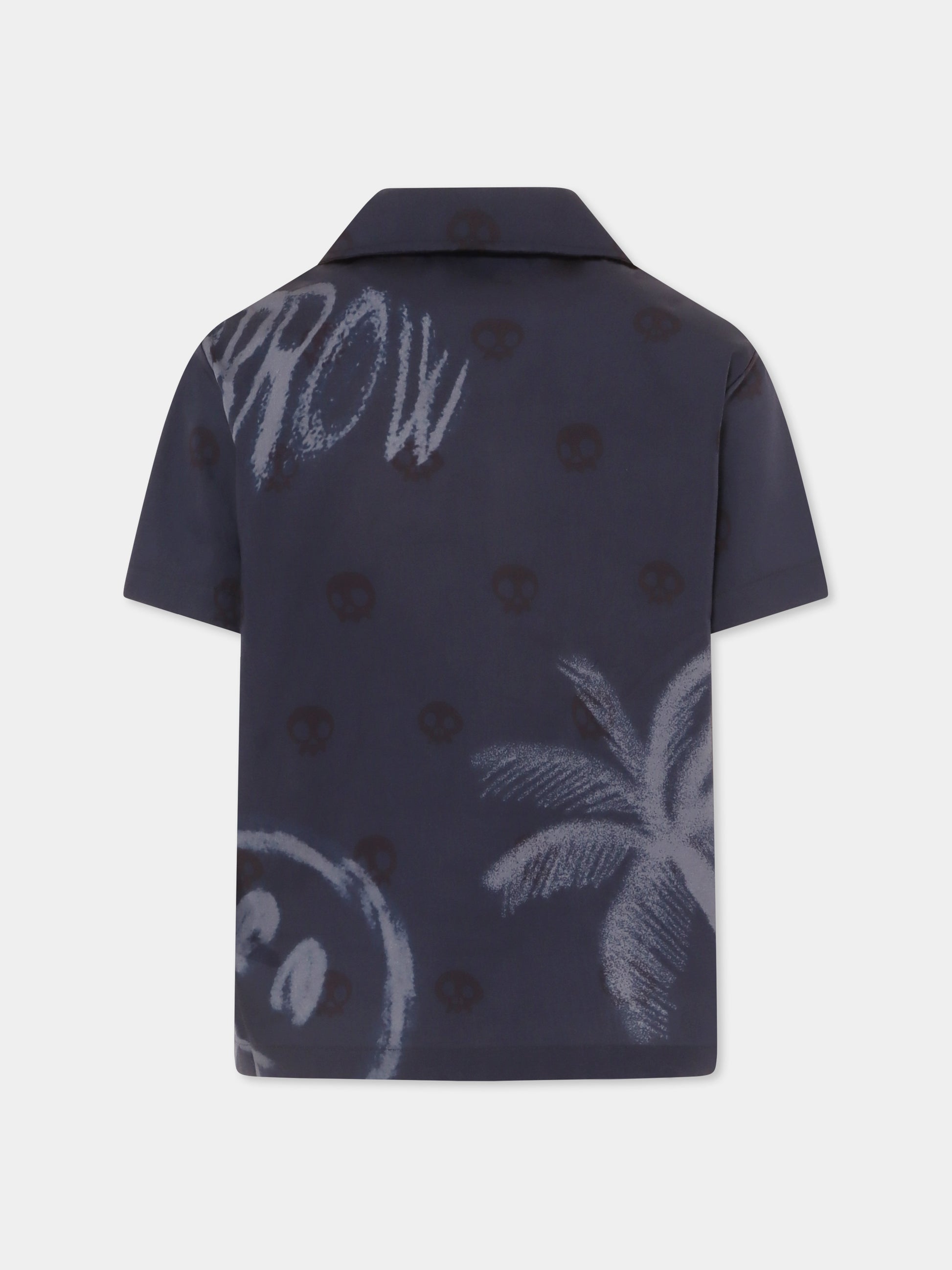 Camicia blu per bambini con smile e palma,Barrow,S5BKJUSI057 060