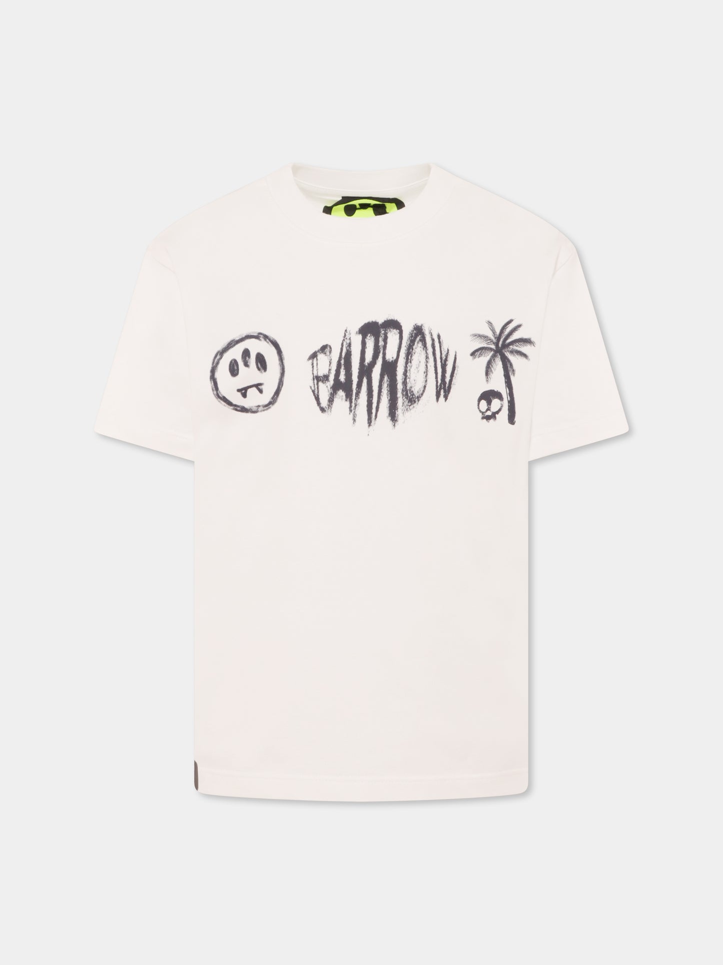 T-shirt bianca per bambini con smile e palma,Barrow,S5BKJUTH058 002