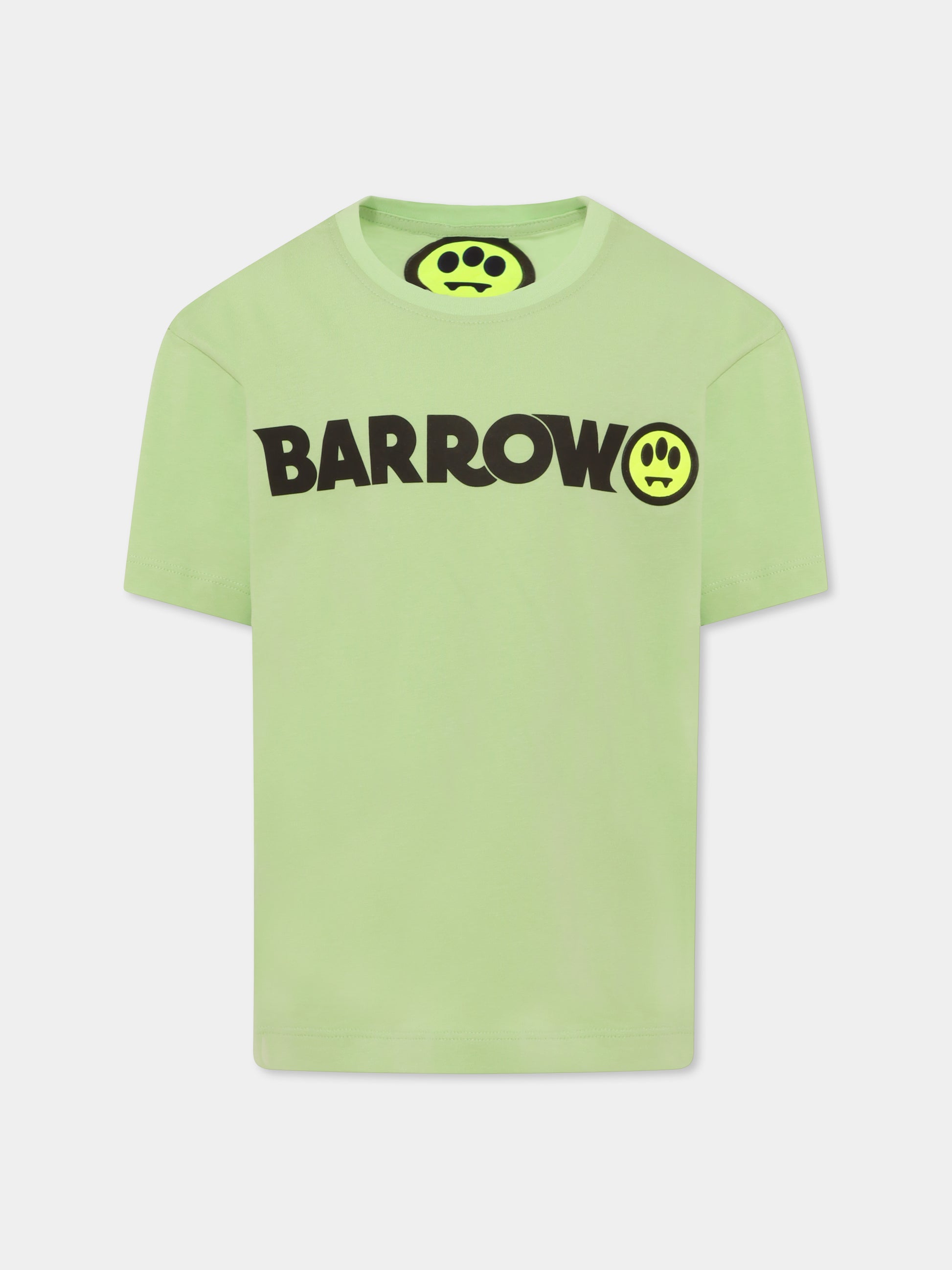 T-shirt verde per bambini con logo,Barrow,S5BKJUTH082 081