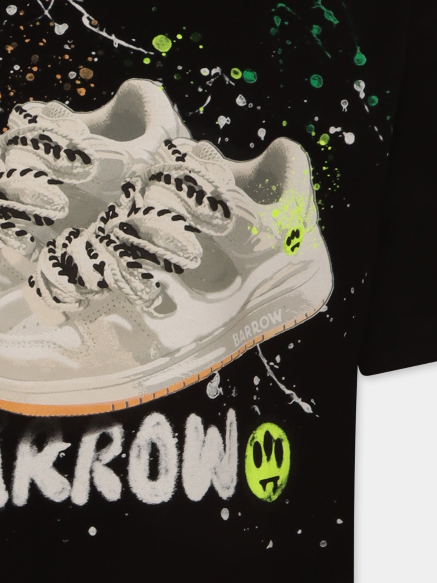 T-shirt nera per bambini con stampa sneakers e logo,Barrow,S5BKJUTH201 110