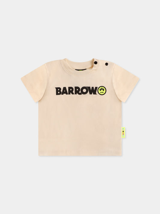 Ivory t-shirt for baby girl with logo